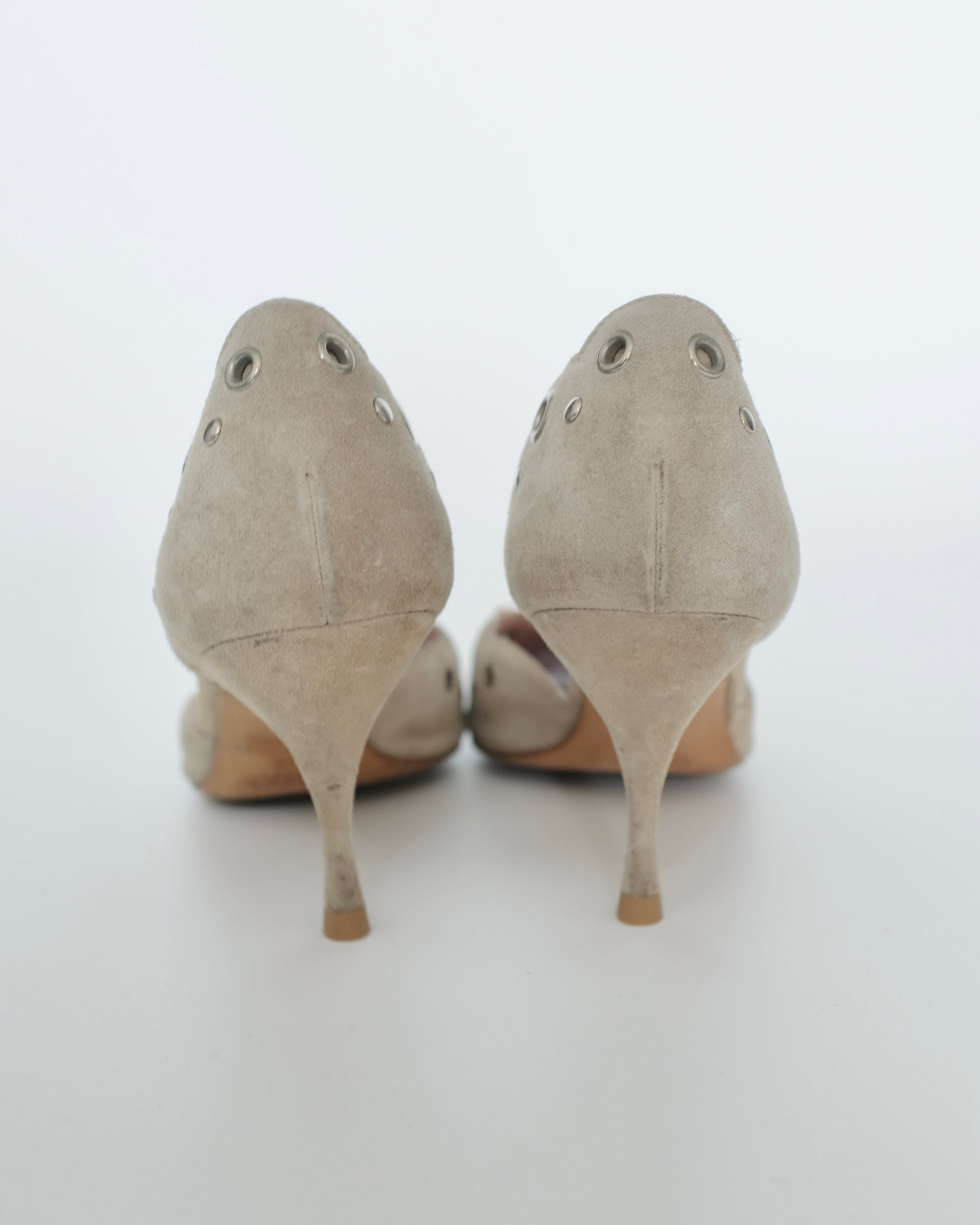 Prada Suede Eyelet Kitten Heels (39)