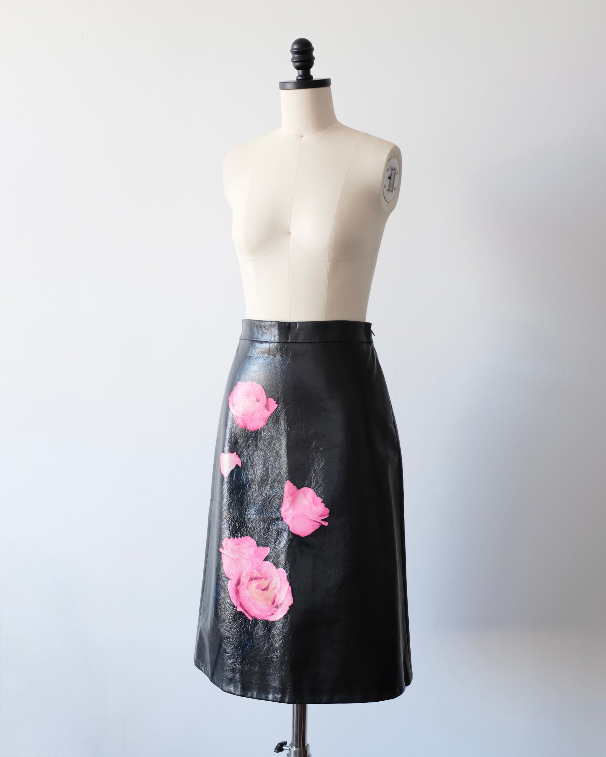 Prada FW2019 Leather Rose Midi Skirt (XS)