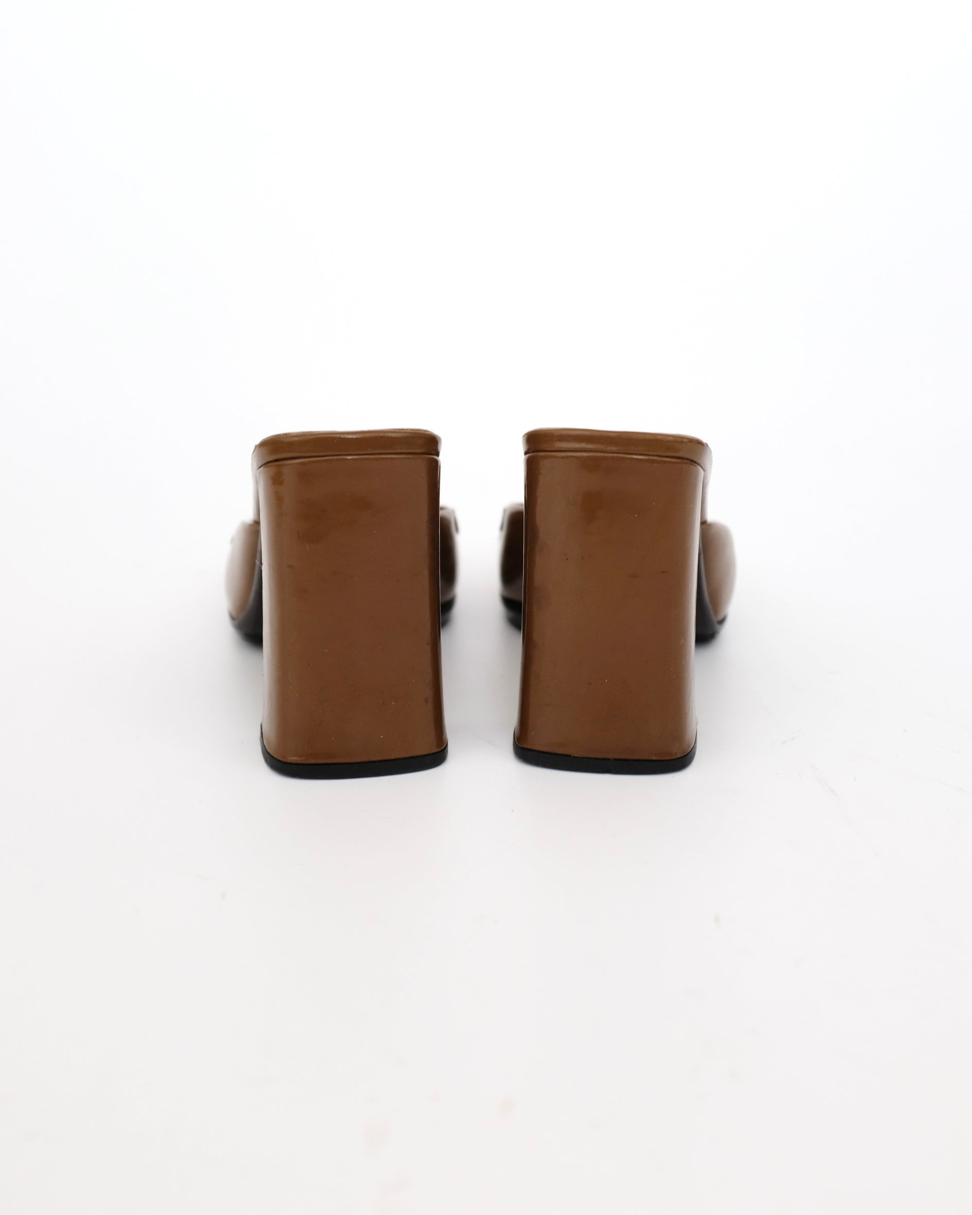 Prada FW1999 Olive Green Mirror Heels (37)