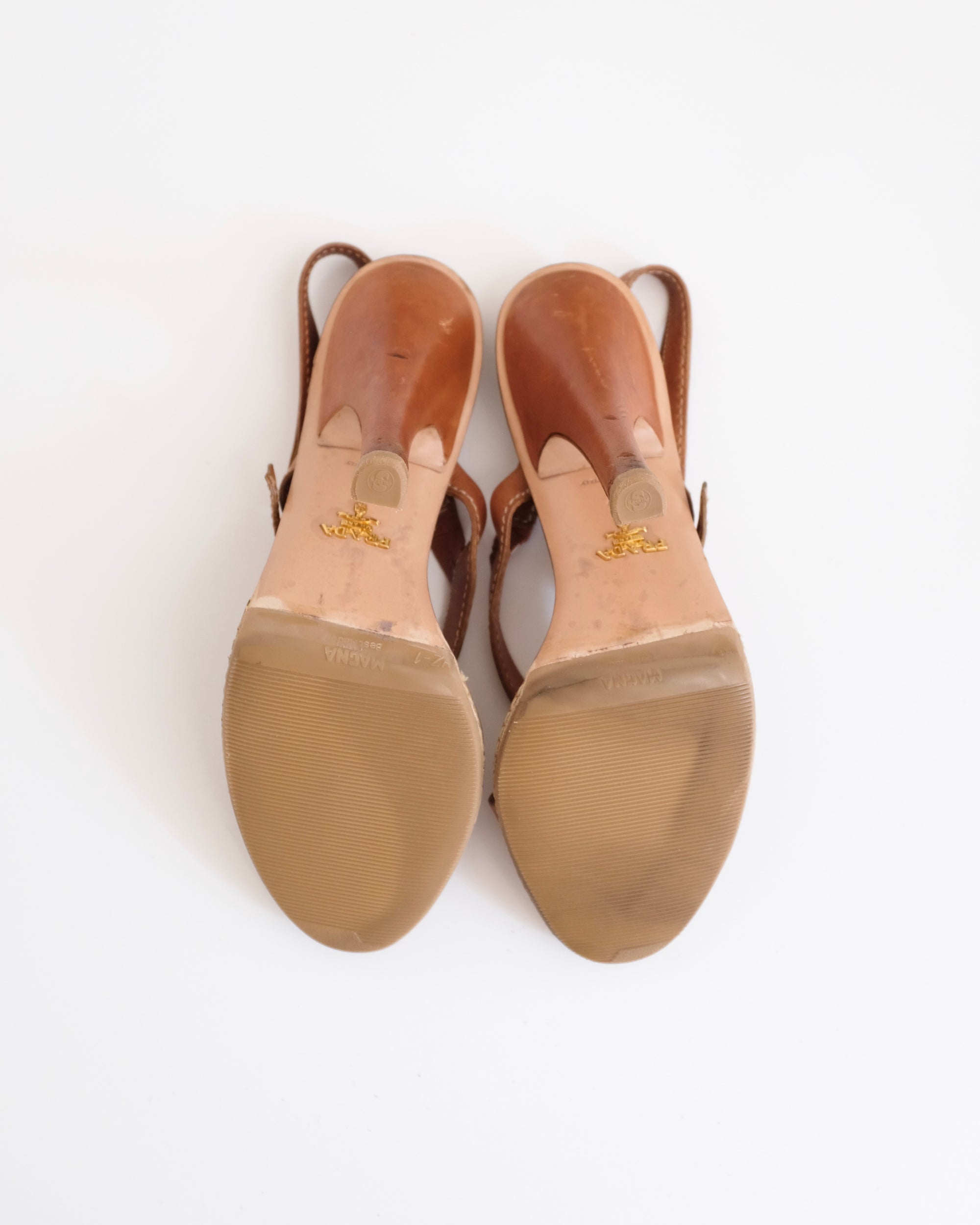 Prada SS2009 Tan Criss Cross Sandals (37.5)