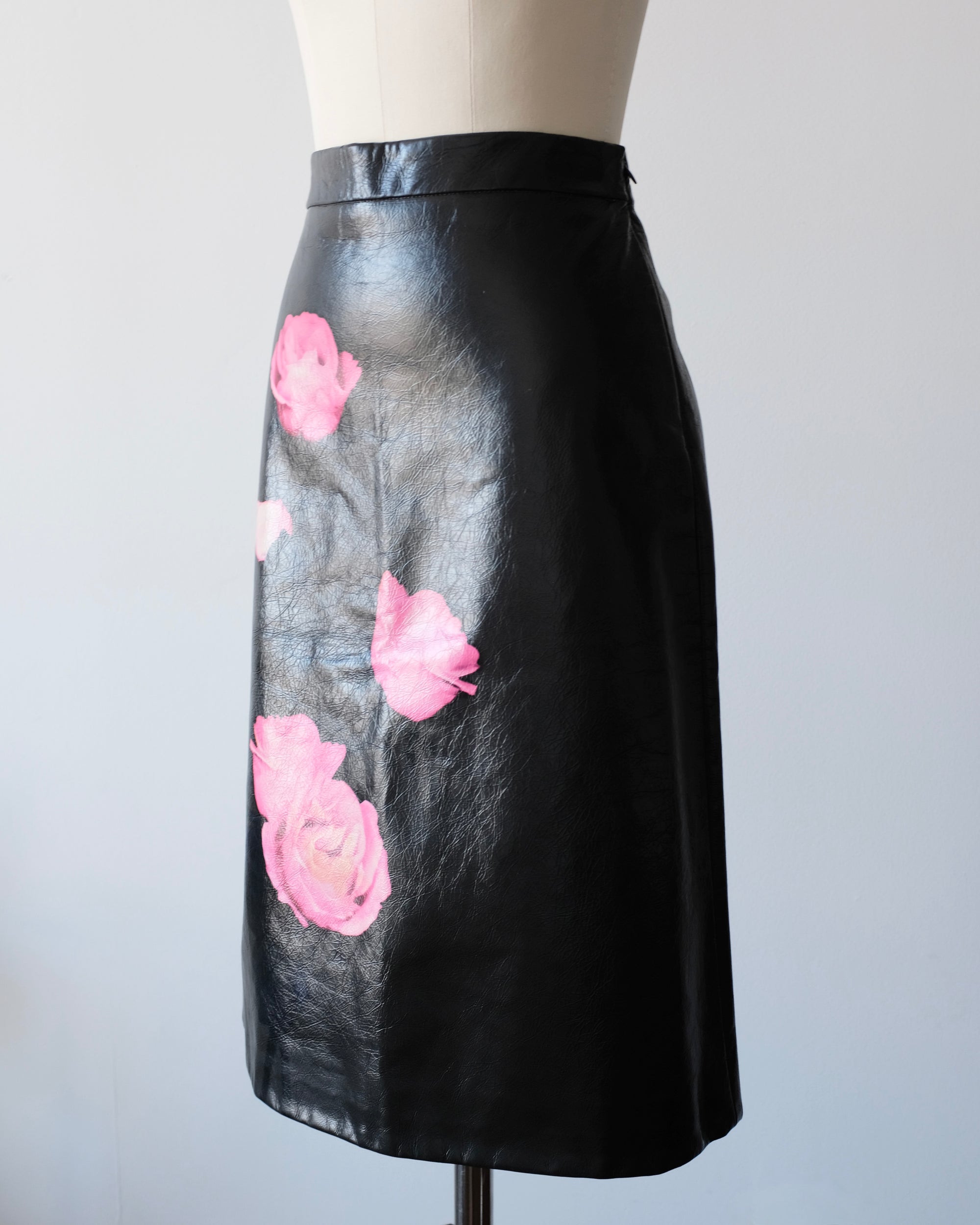 Prada FW2019 Leather Rose Midi Skirt (XS)