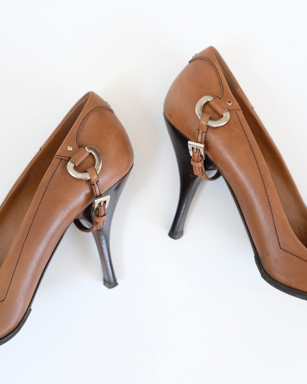 Prada Cognac Harness Heels (38.5)