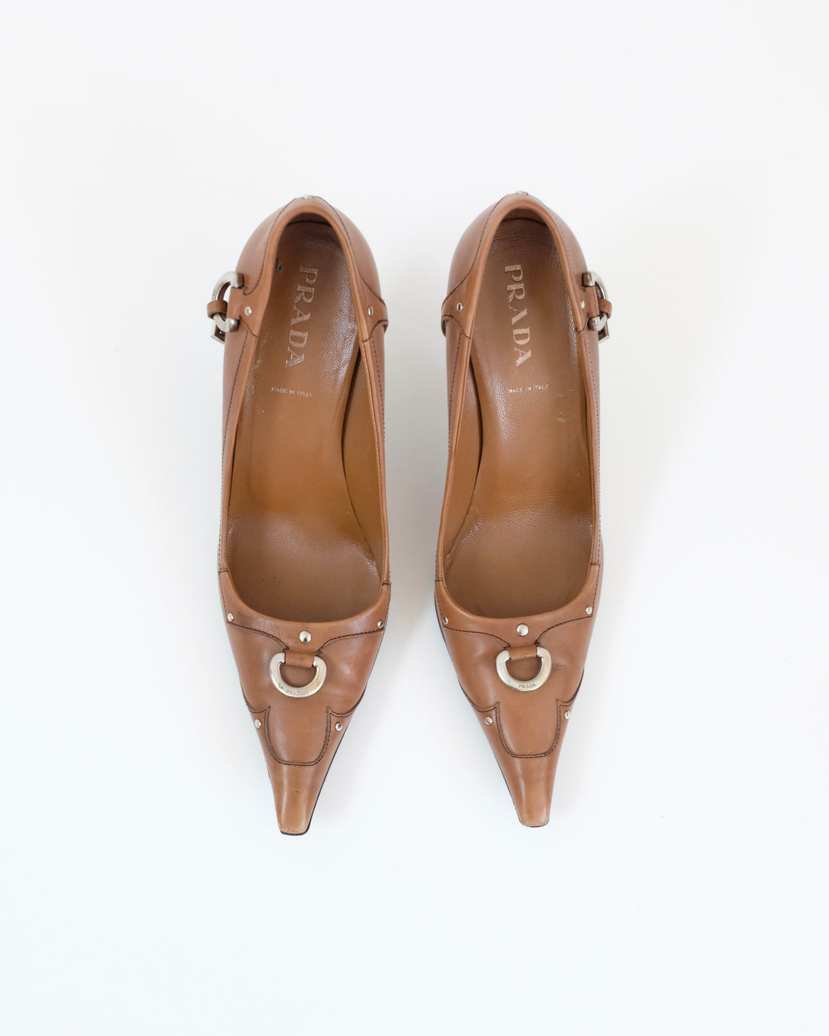 Prada Cognac Harness Heels (38.5)