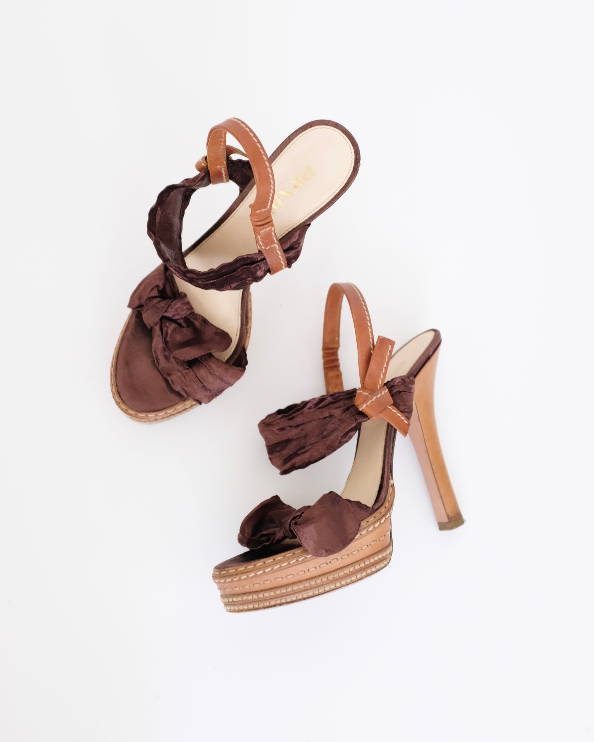 Prada SS2009 Silk Platform Sandals (38)