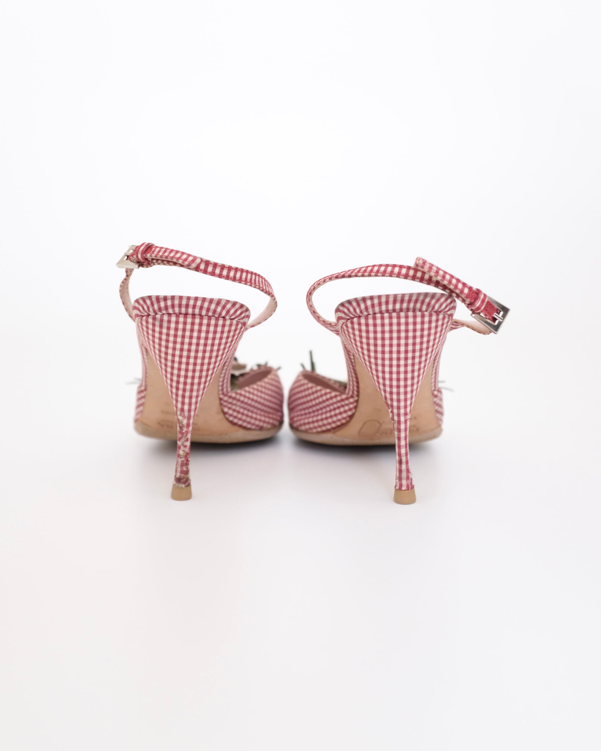 Prada 2000's Floral Gingham Sandals (37)