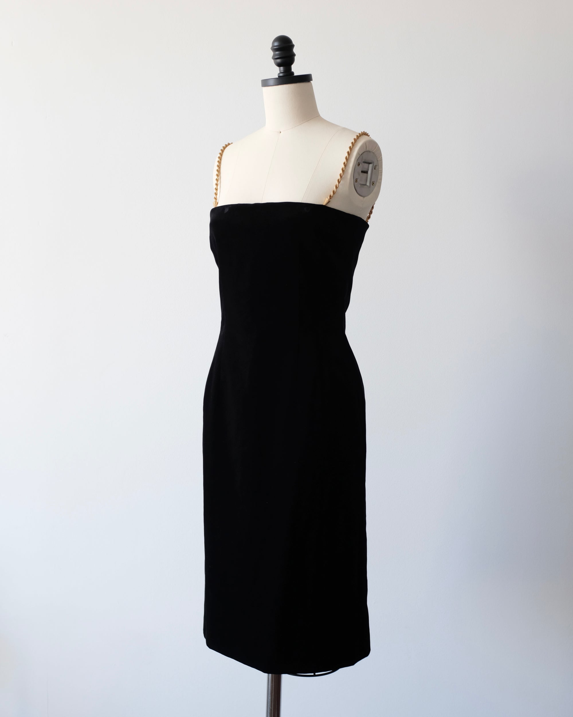 Ferragamo FW2023 Velvet Dress with Gold Chains (XS)