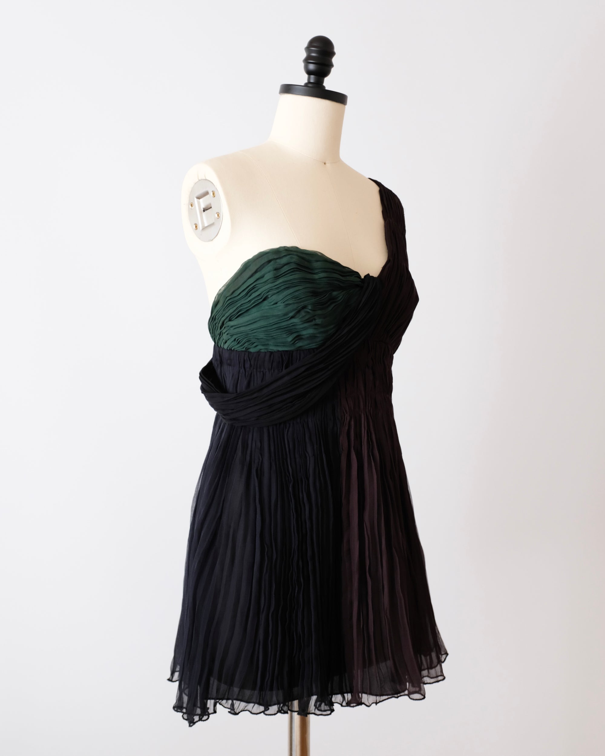 Prada SS2005 Color Block Pleated Mini Dress (XS)