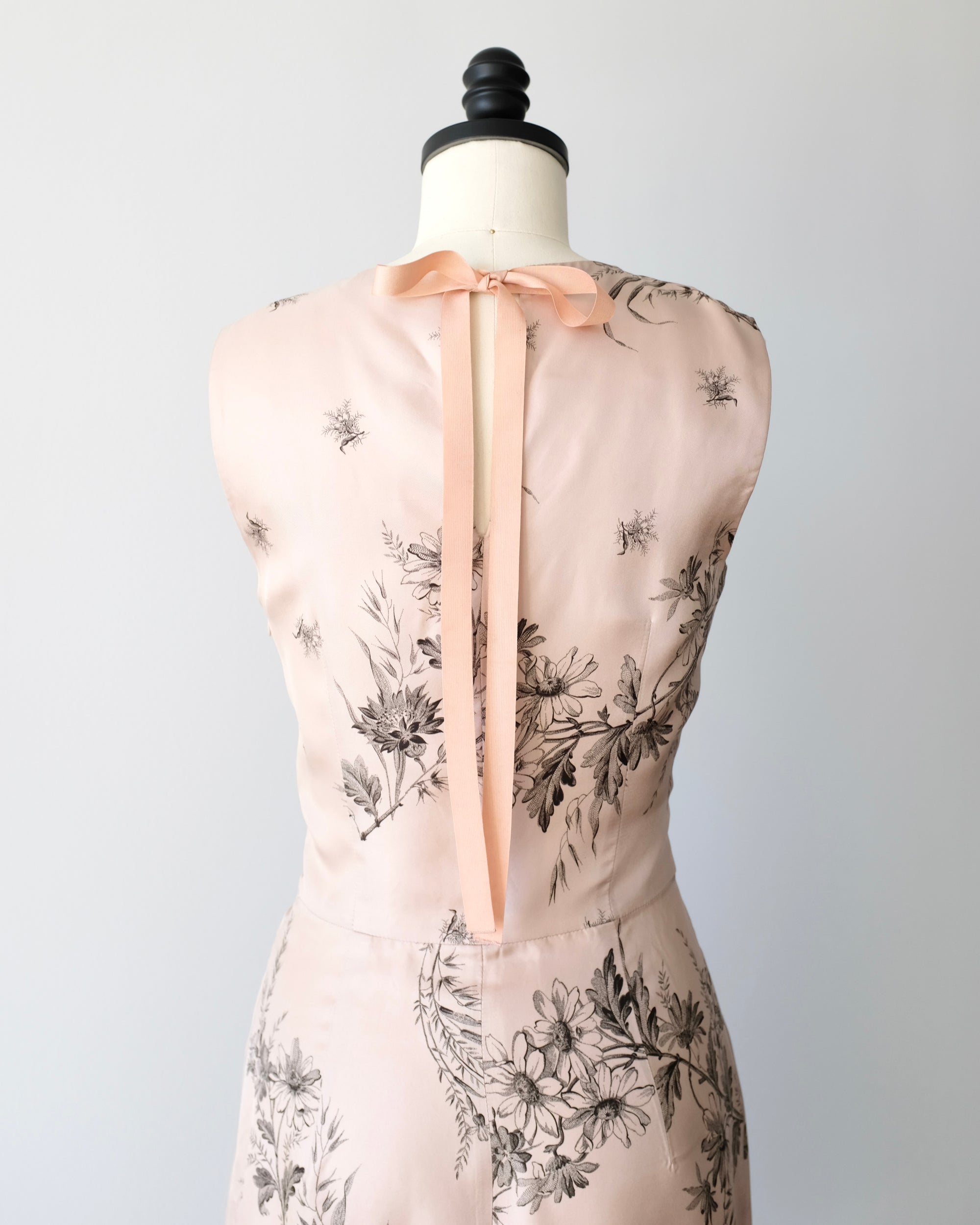 Prada Silk Floral Midi Dress with Bow Back (XS)