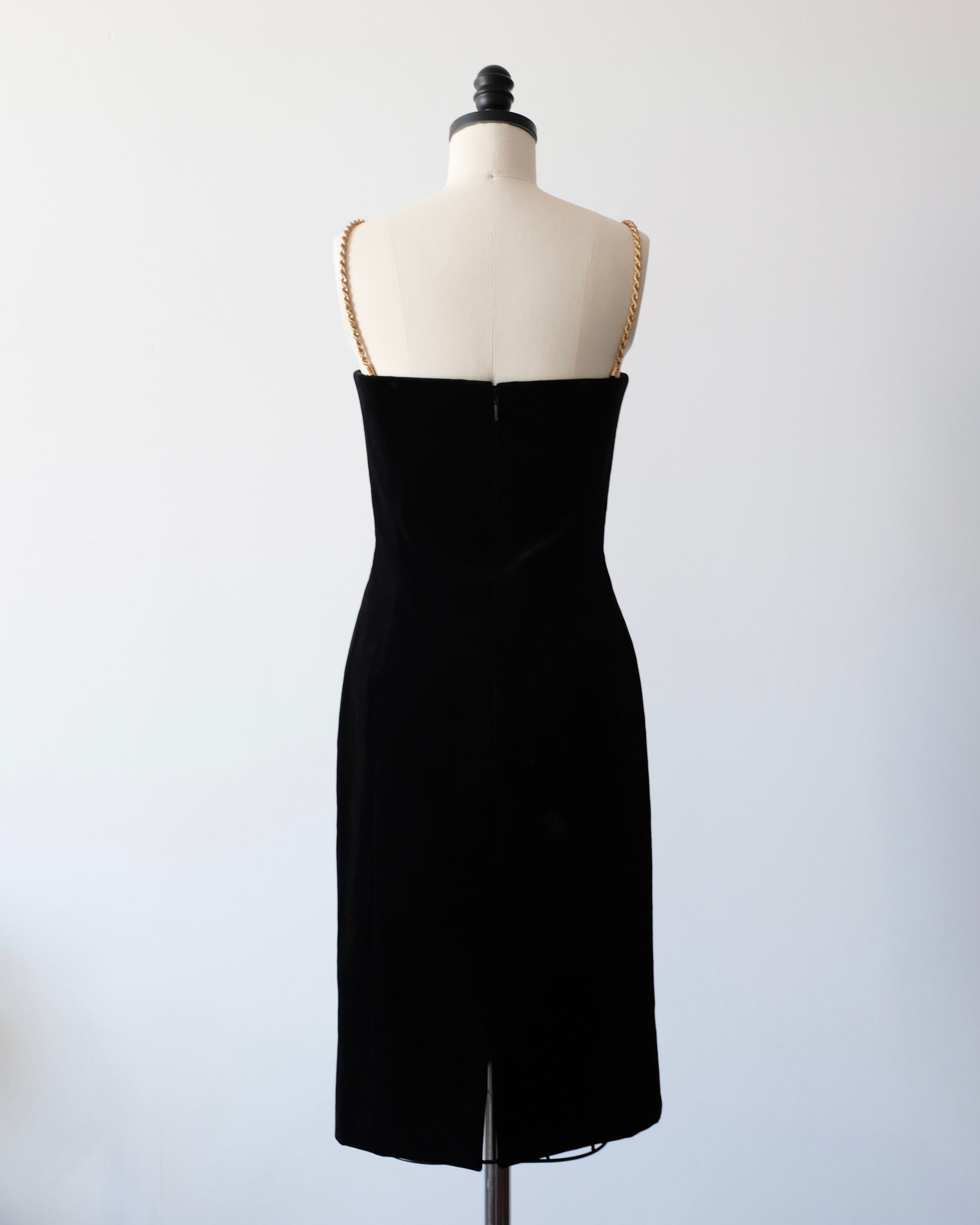 Ferragamo FW2023 Velvet Dress with Gold Chains (XS)