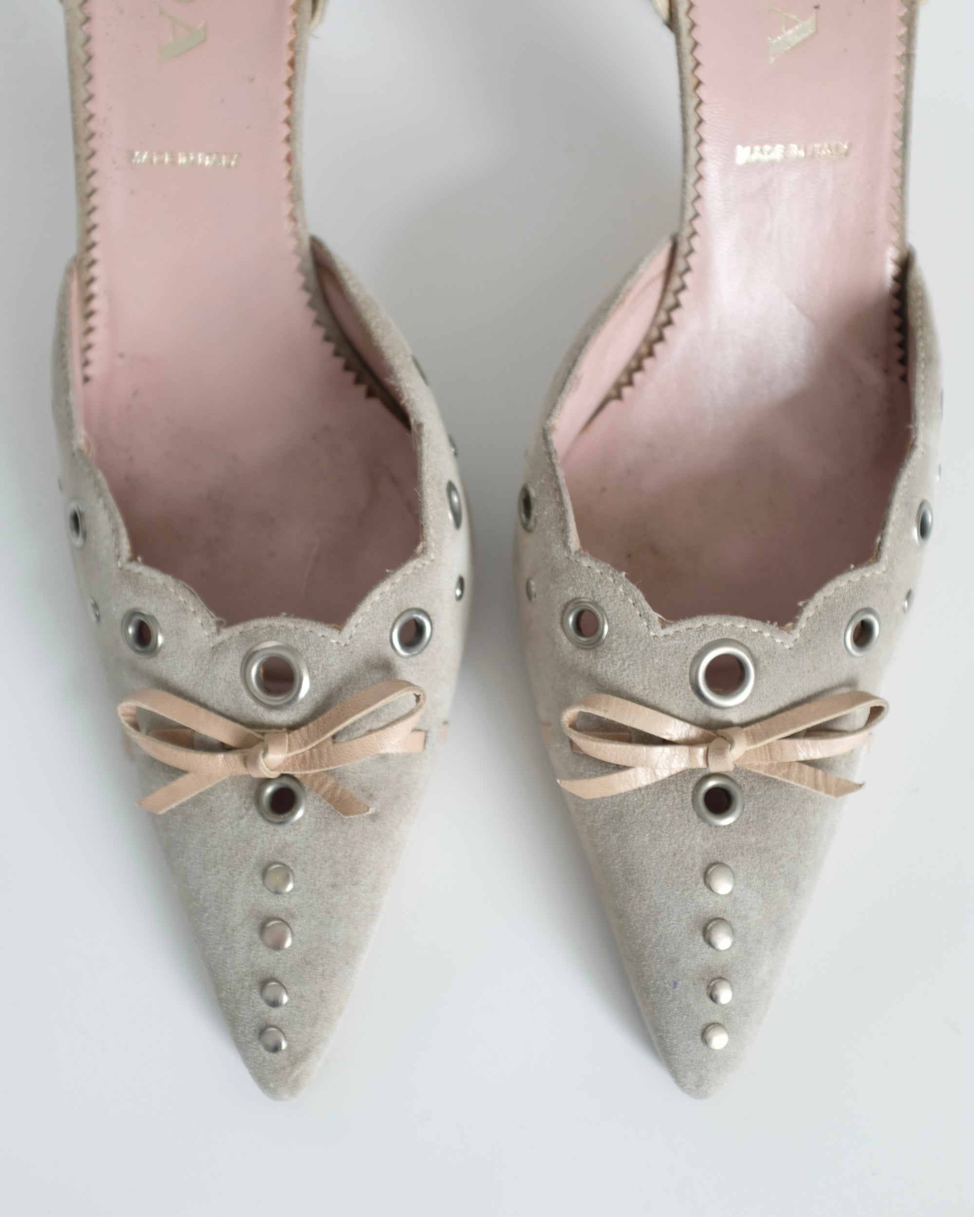 Prada Suede Eyelet Kitten Heels (39)