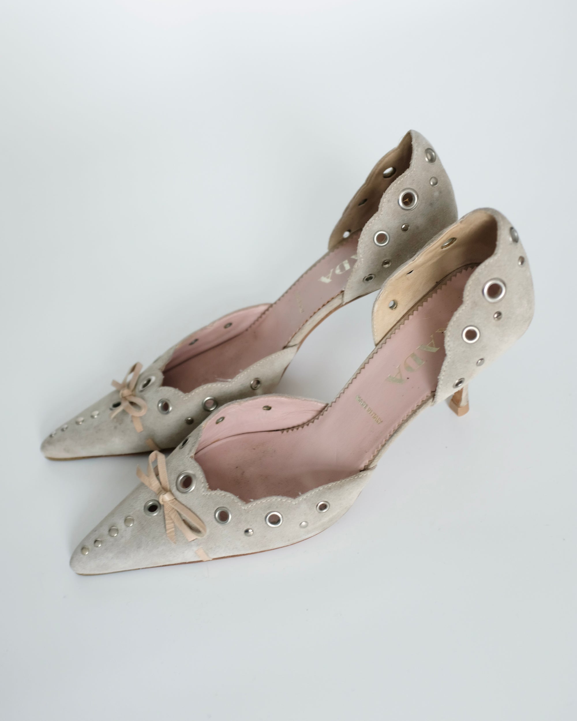 Prada Suede Eyelet Kitten Heels (39)
