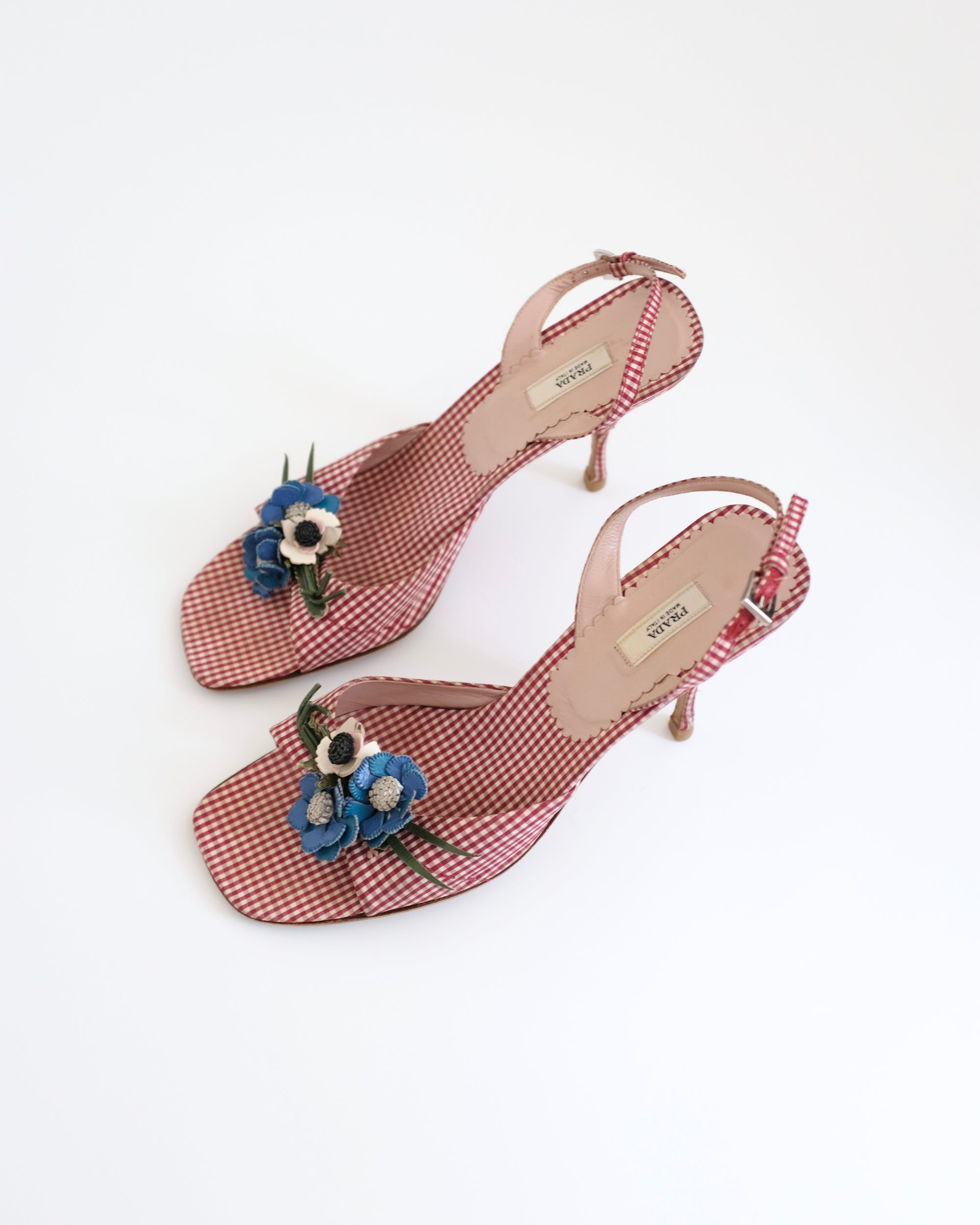 Prada 2000's Floral Gingham Sandals (37)