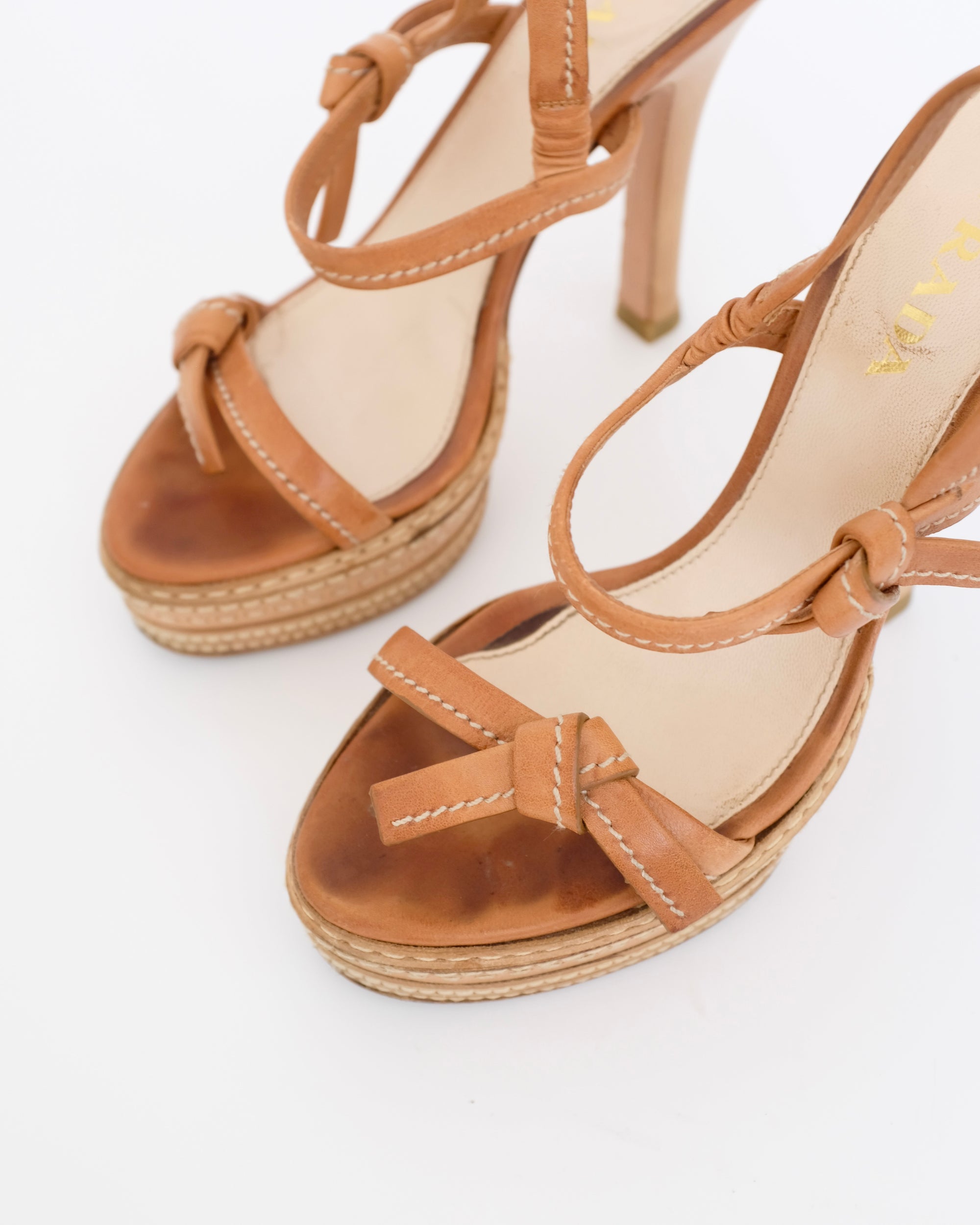 Prada SS2009 Tan Platform Sandals (38)