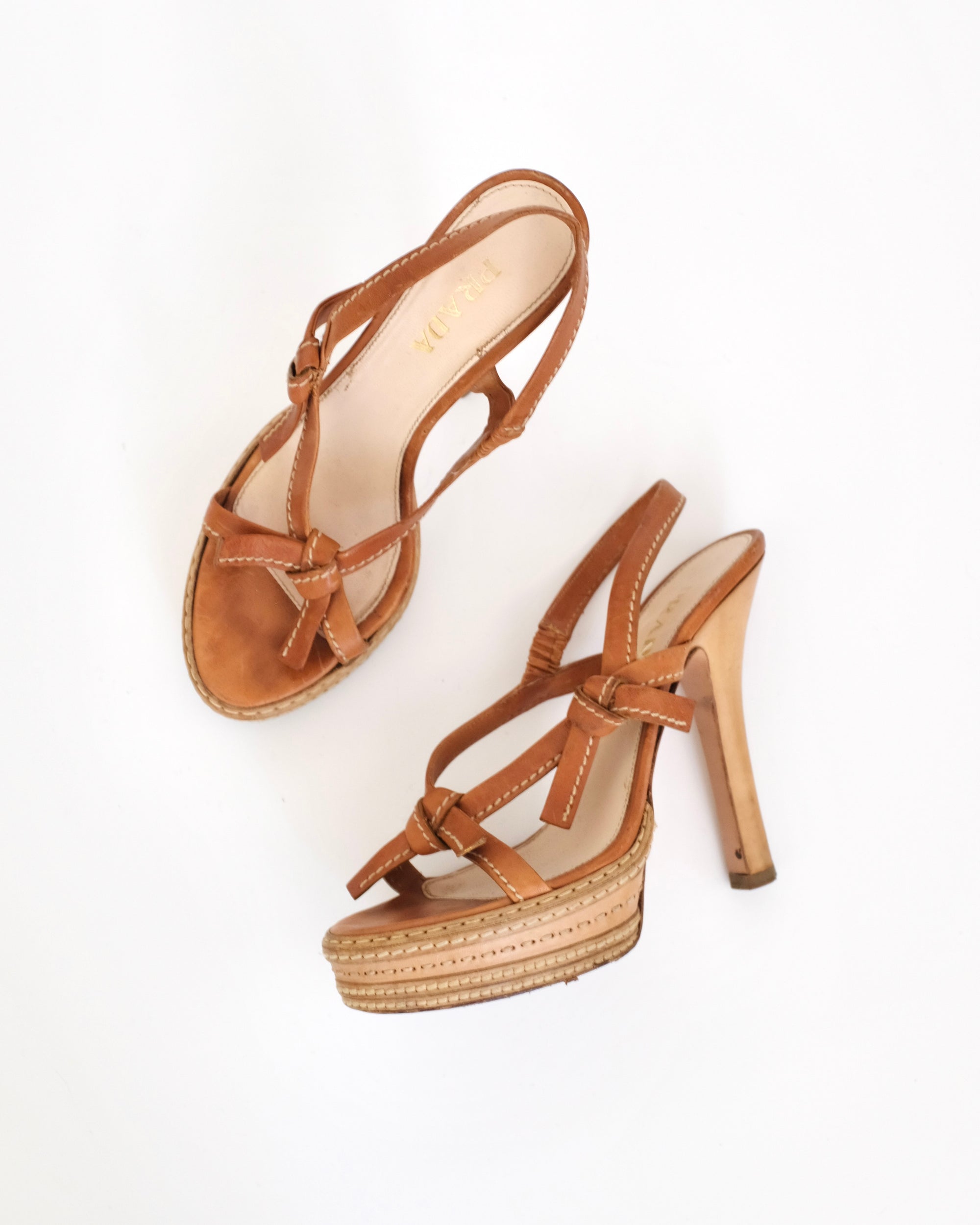 Prada SS2009 Tan Platform Sandals (37)