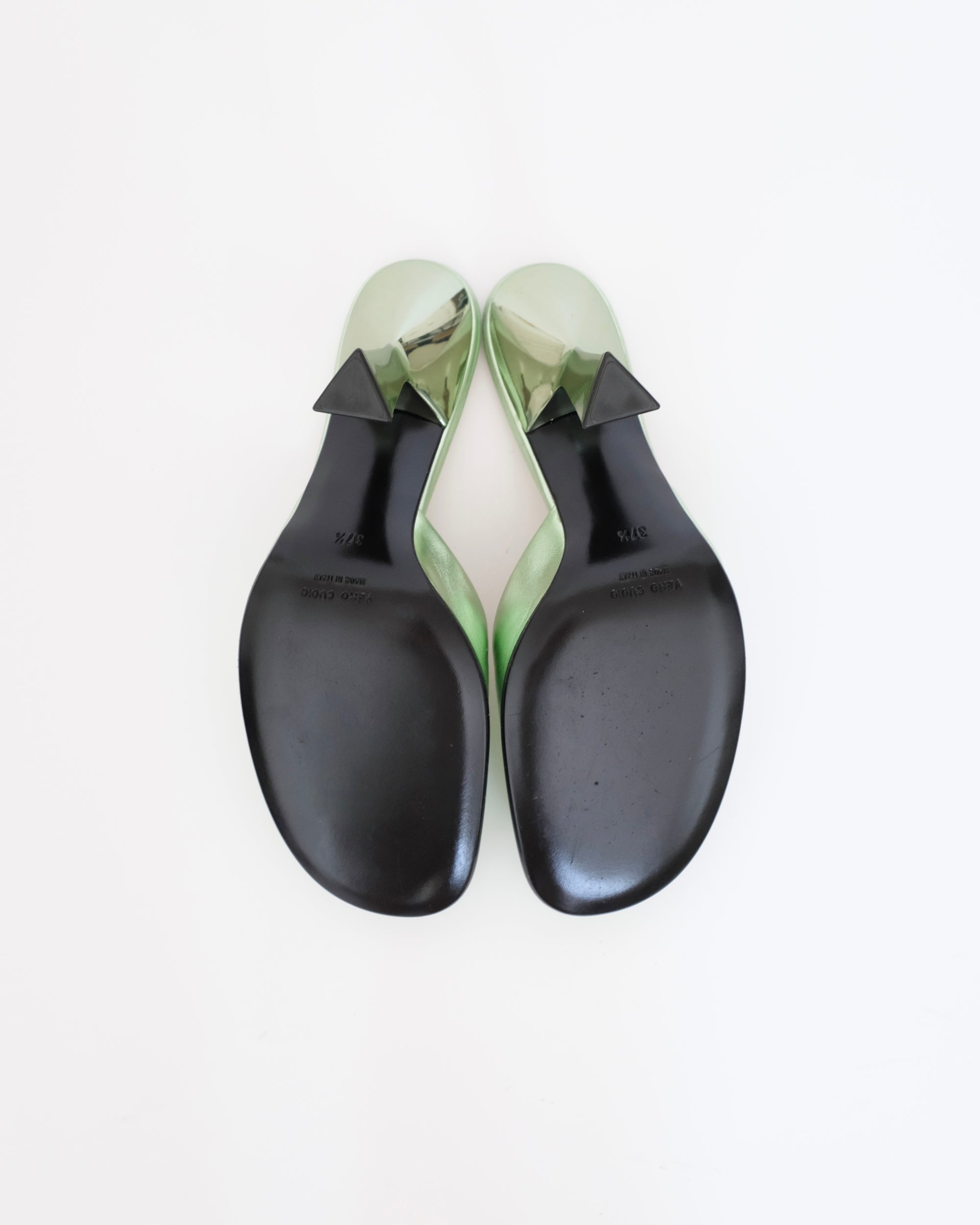 Miu Miu SS1998 Seafoam Metallic Mules (37.5)