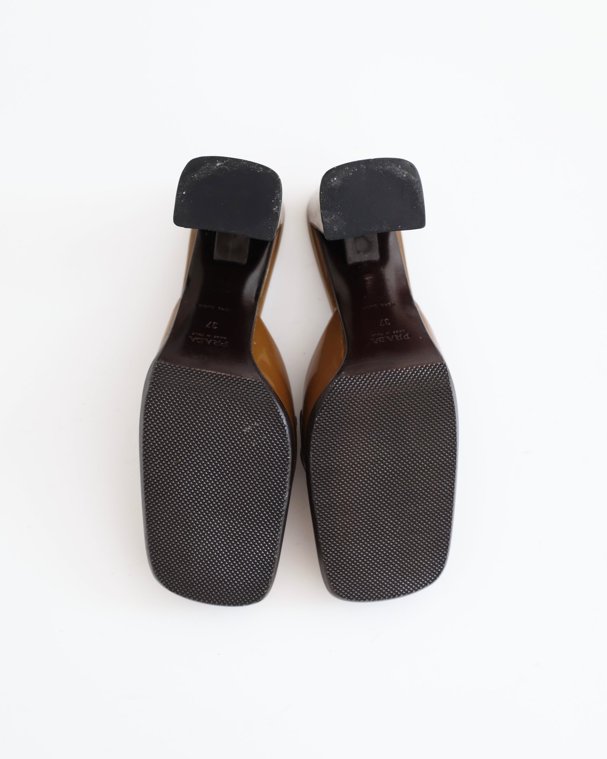 Prada FW1999 Olive Green Mirror Heels (37)