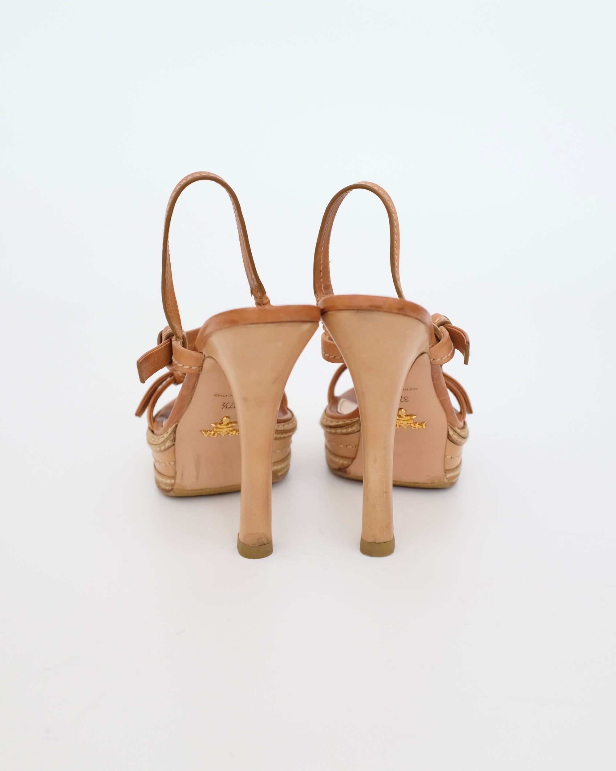 Prada SS2009 Tan Platform Sandals (38)