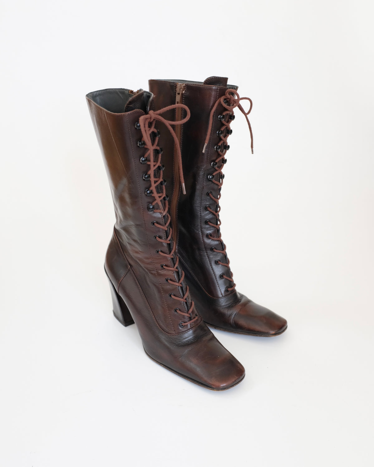 Miu Miu FW2001 Brown Victorian Boots (38)