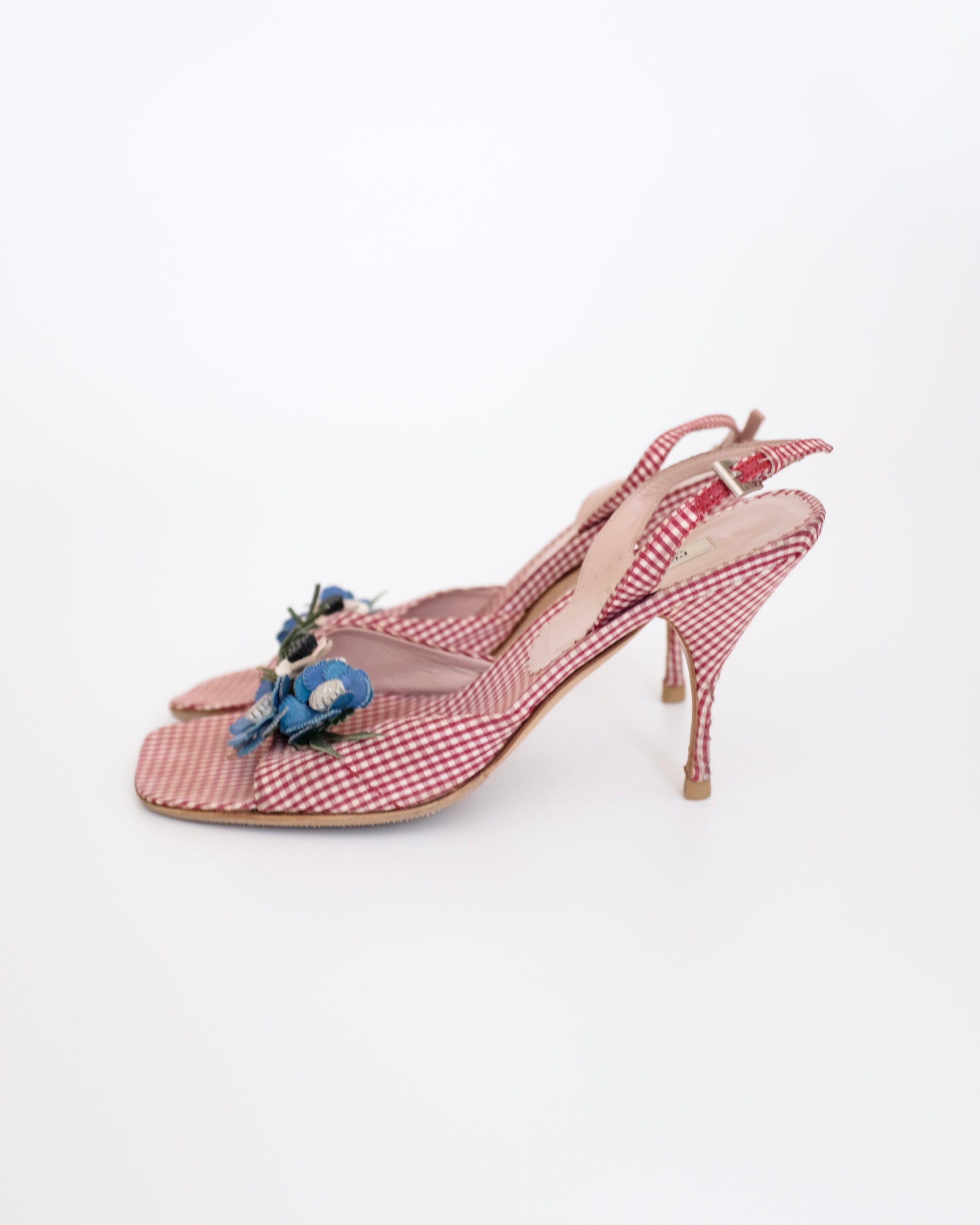 Prada 2000's Floral Gingham Sandals (37)