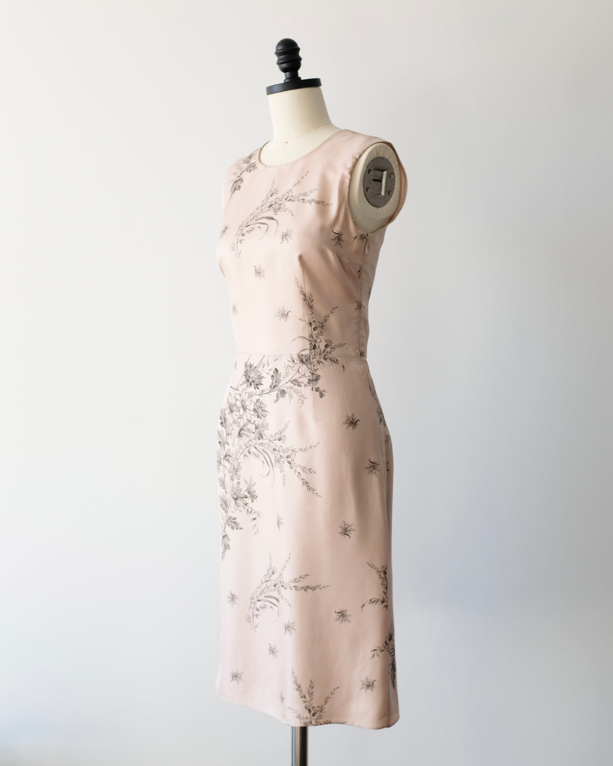 Prada Silk Floral Midi Dress with Bow Back (XS)