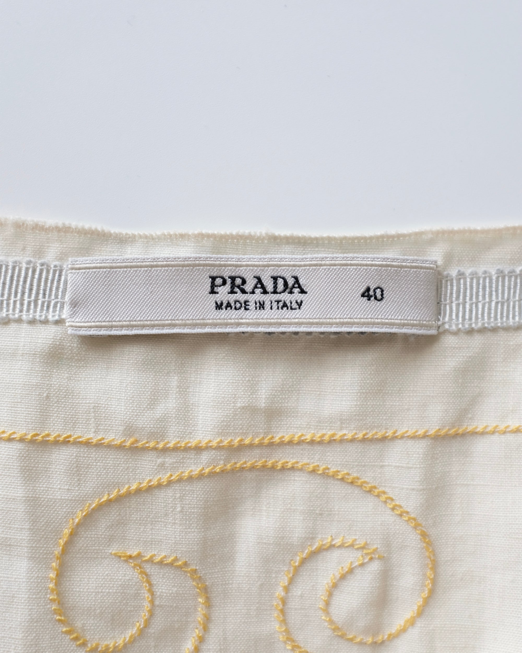 Prada SS2006 Embroidered Floral Linen Midi Skirt (S)