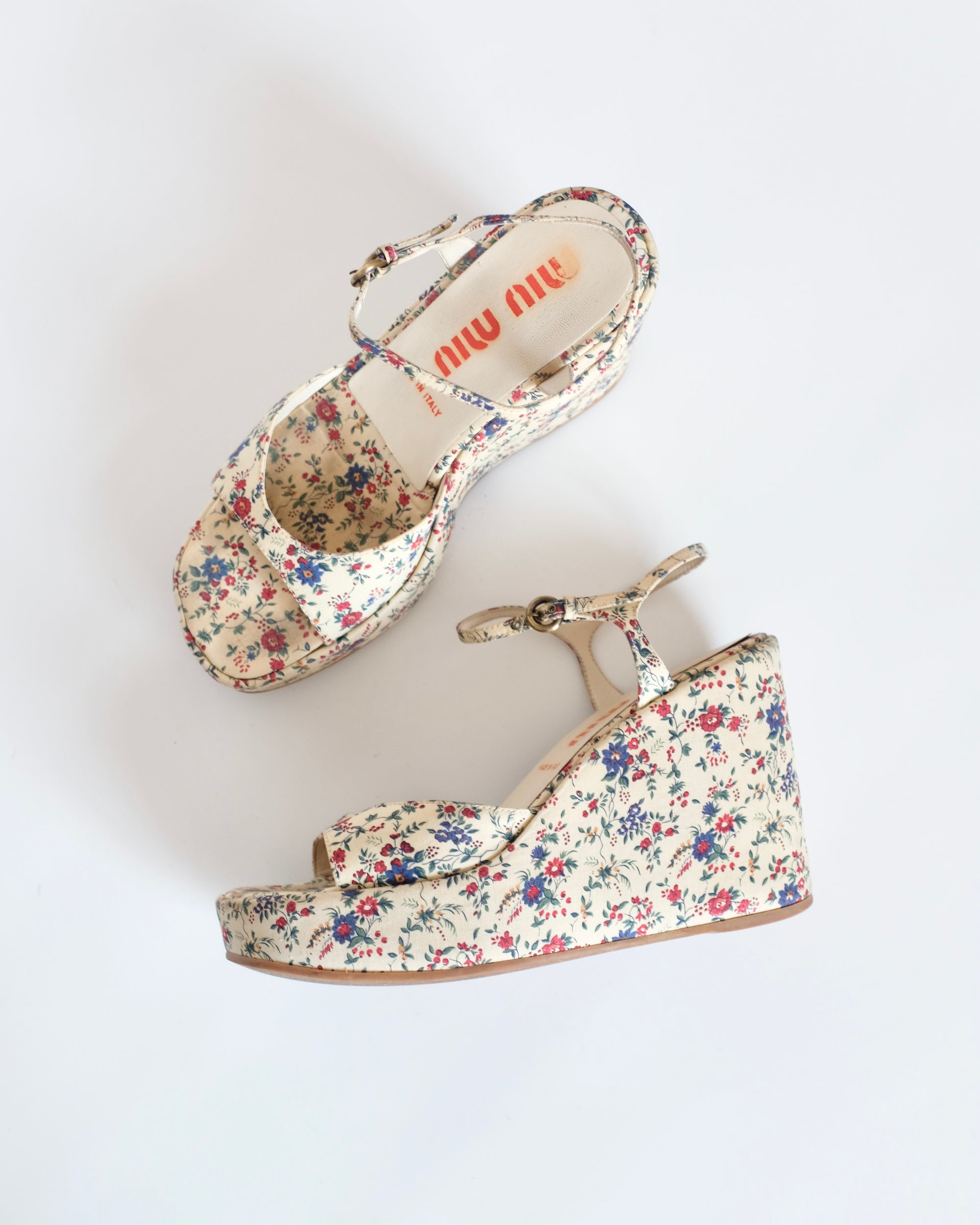 Miu Miu 90's Floral Platform Sandals (38.5)