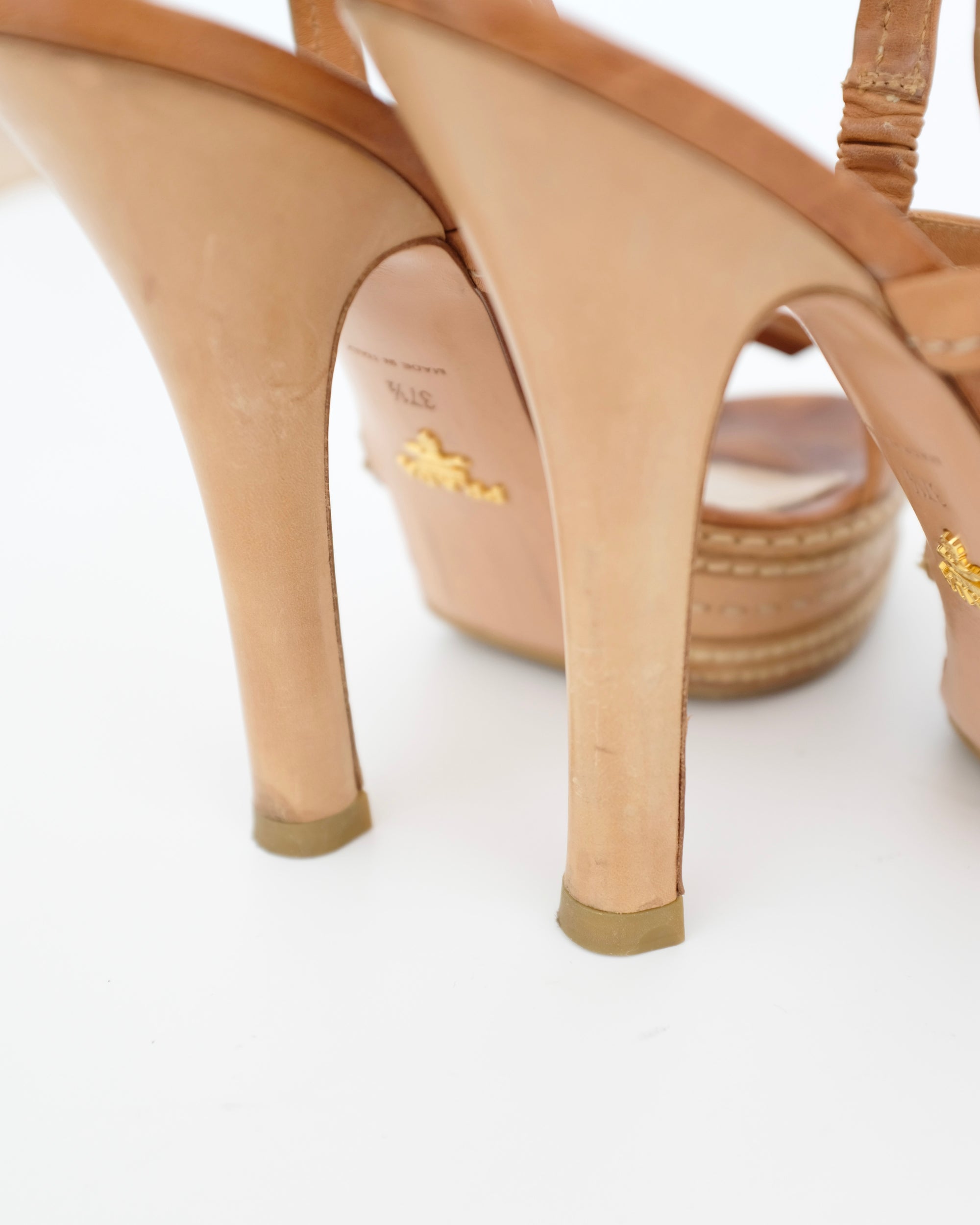 Prada SS2009 Tan Platform Sandals (38)