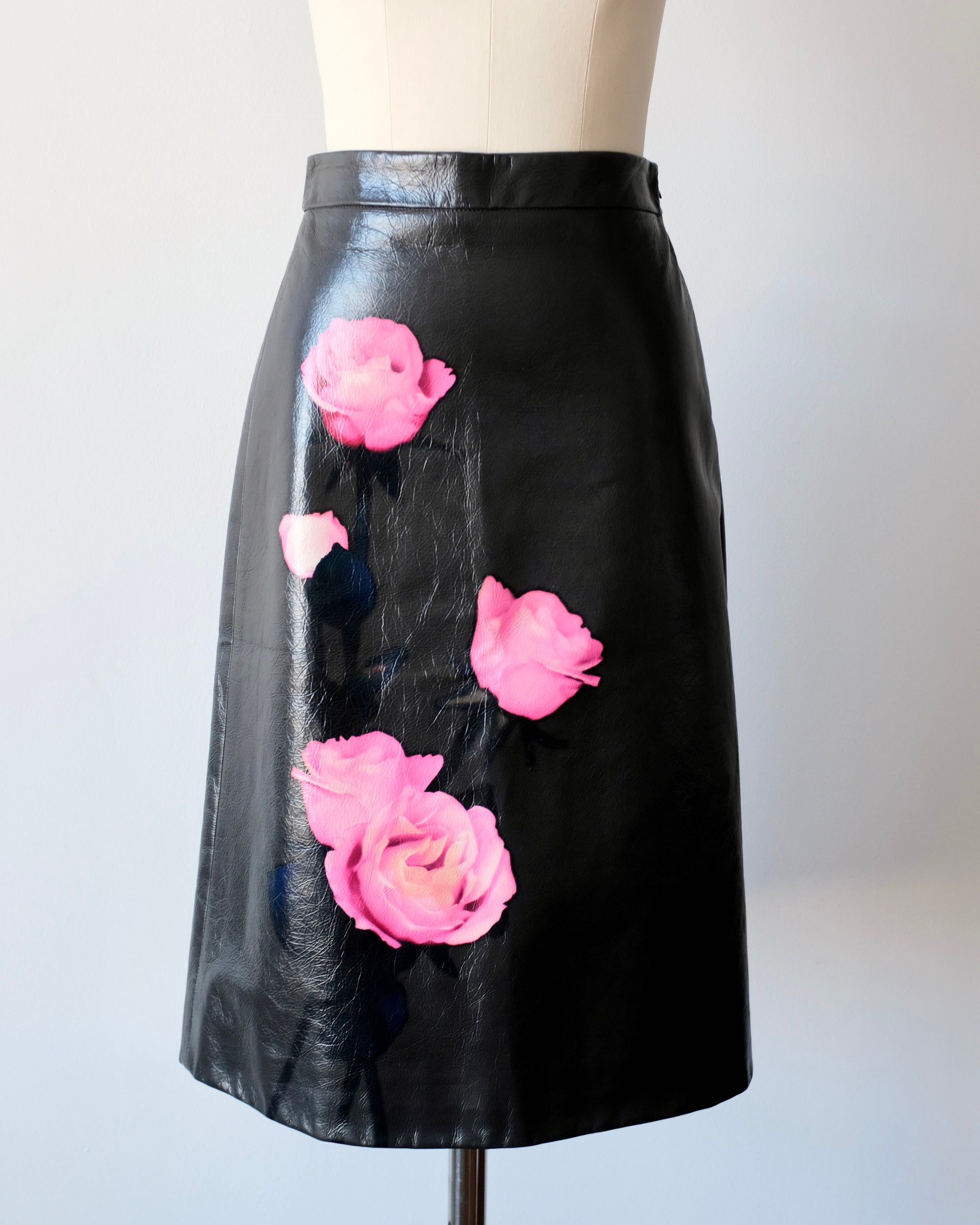 Prada FW2019 Leather Rose Midi Skirt (XS)
