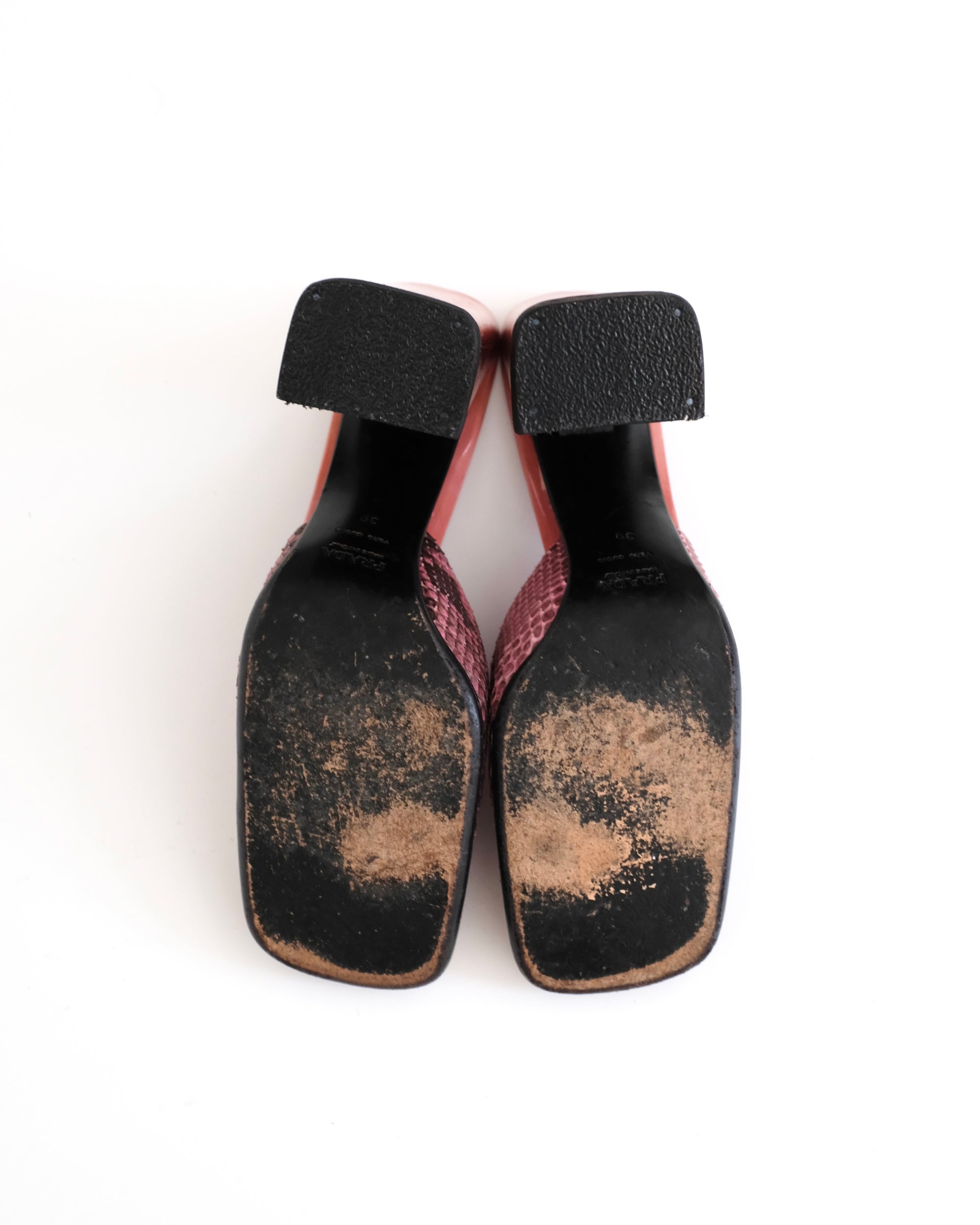 Prada FW1999 Pink Python Mirror Heels (38.5)