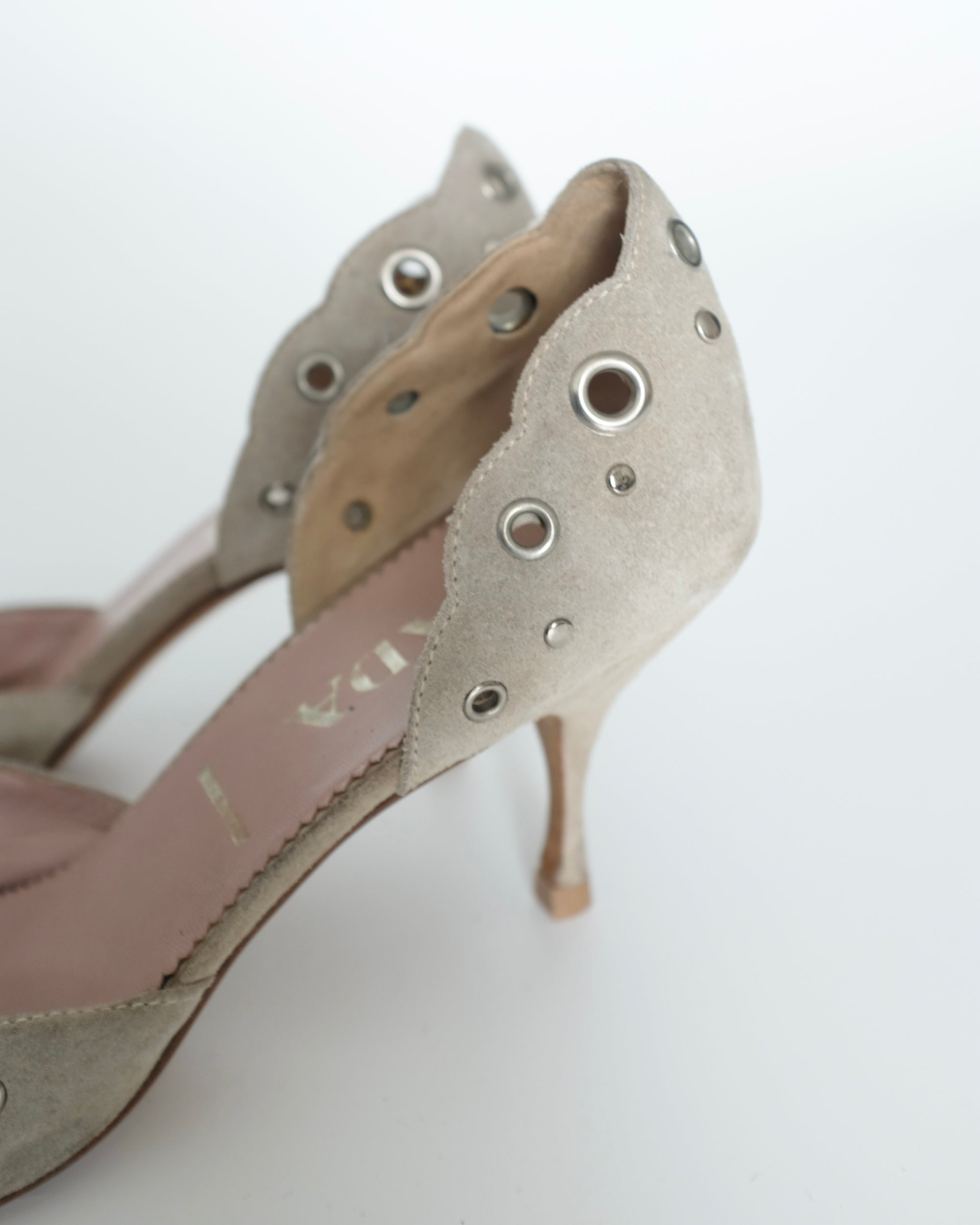 Prada Suede Eyelet Kitten Heels (39)