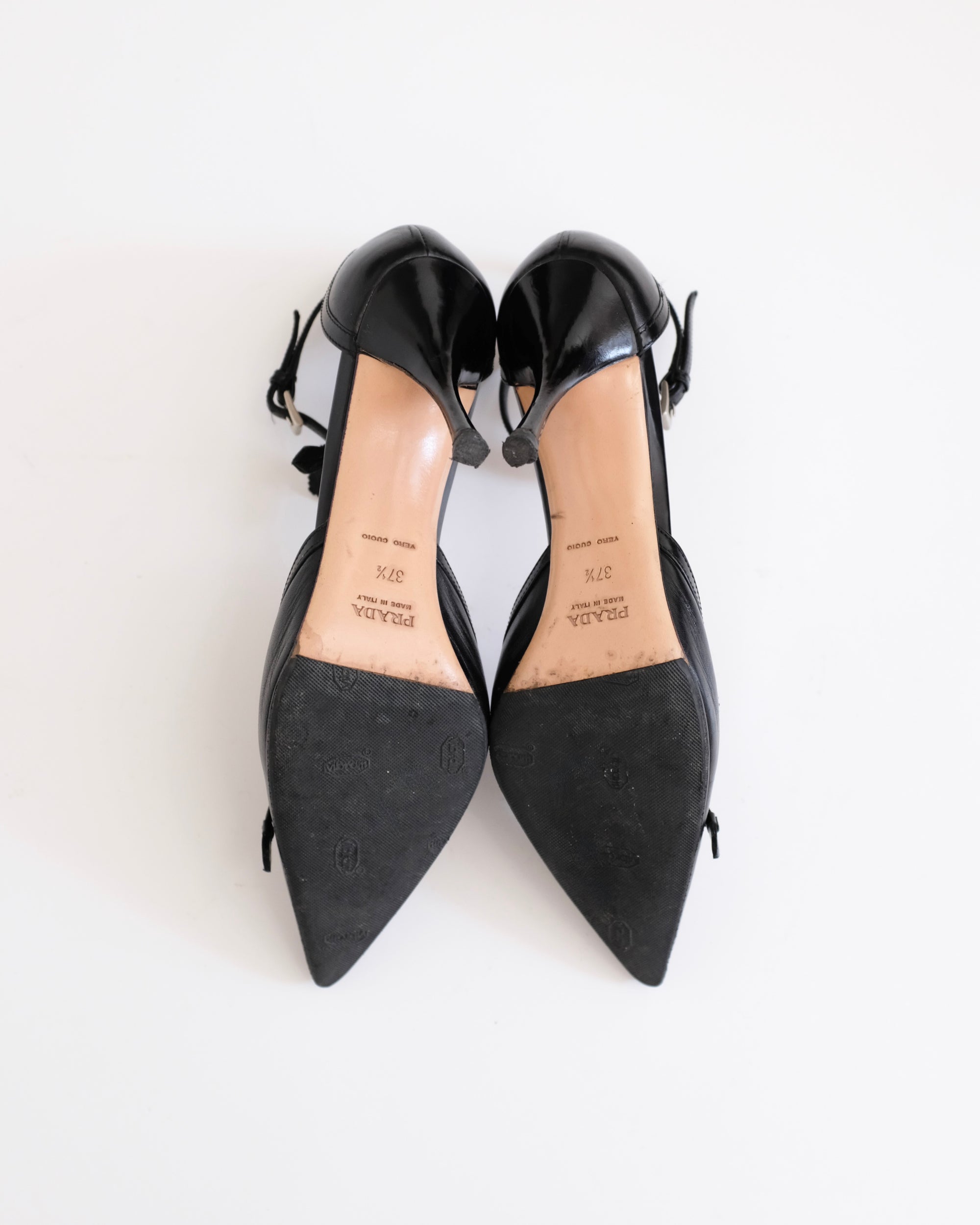 Prada FW2002 Floral Ankle Strap Heels (37.5)
