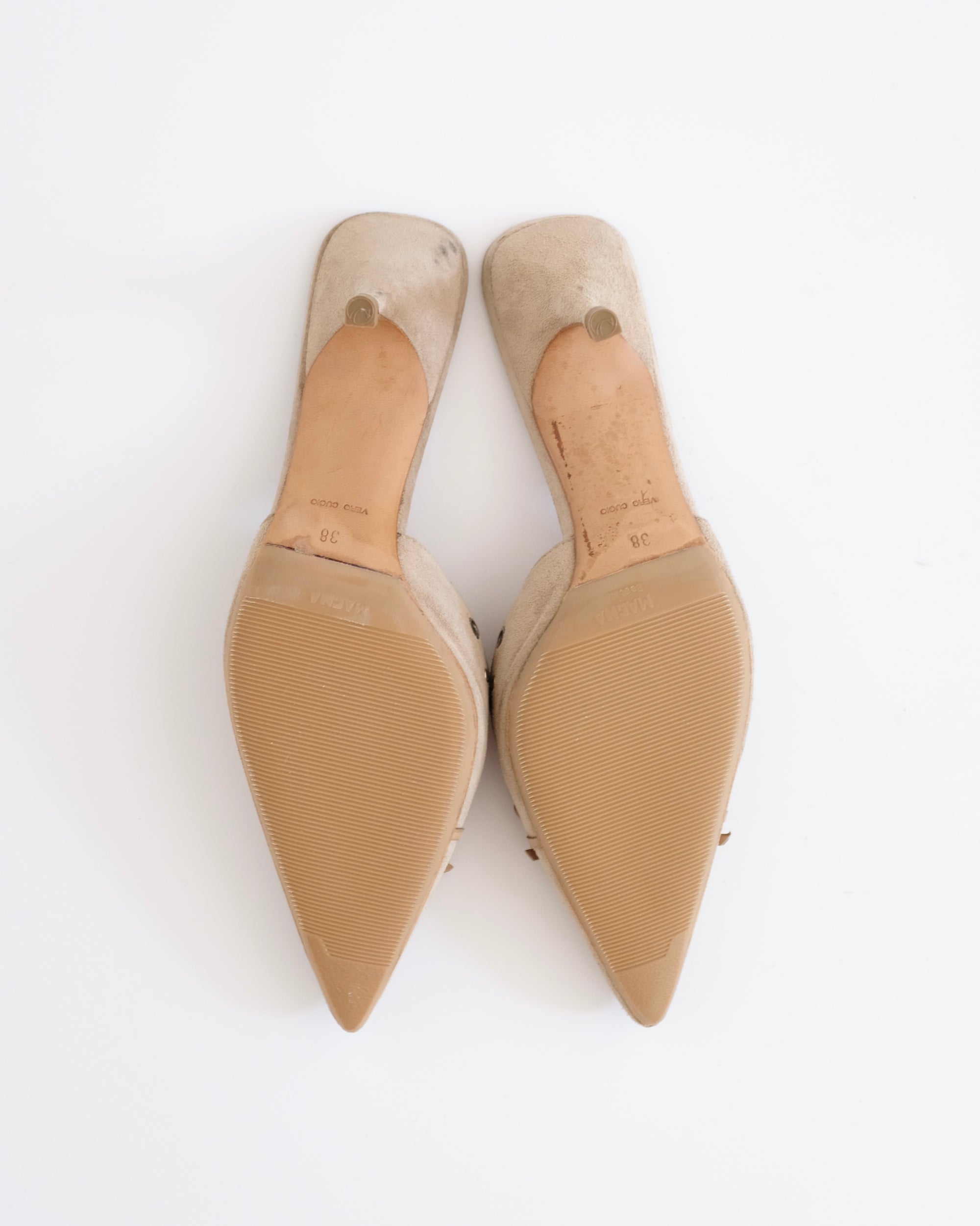 Prada Suede Eyelet Mules (38)