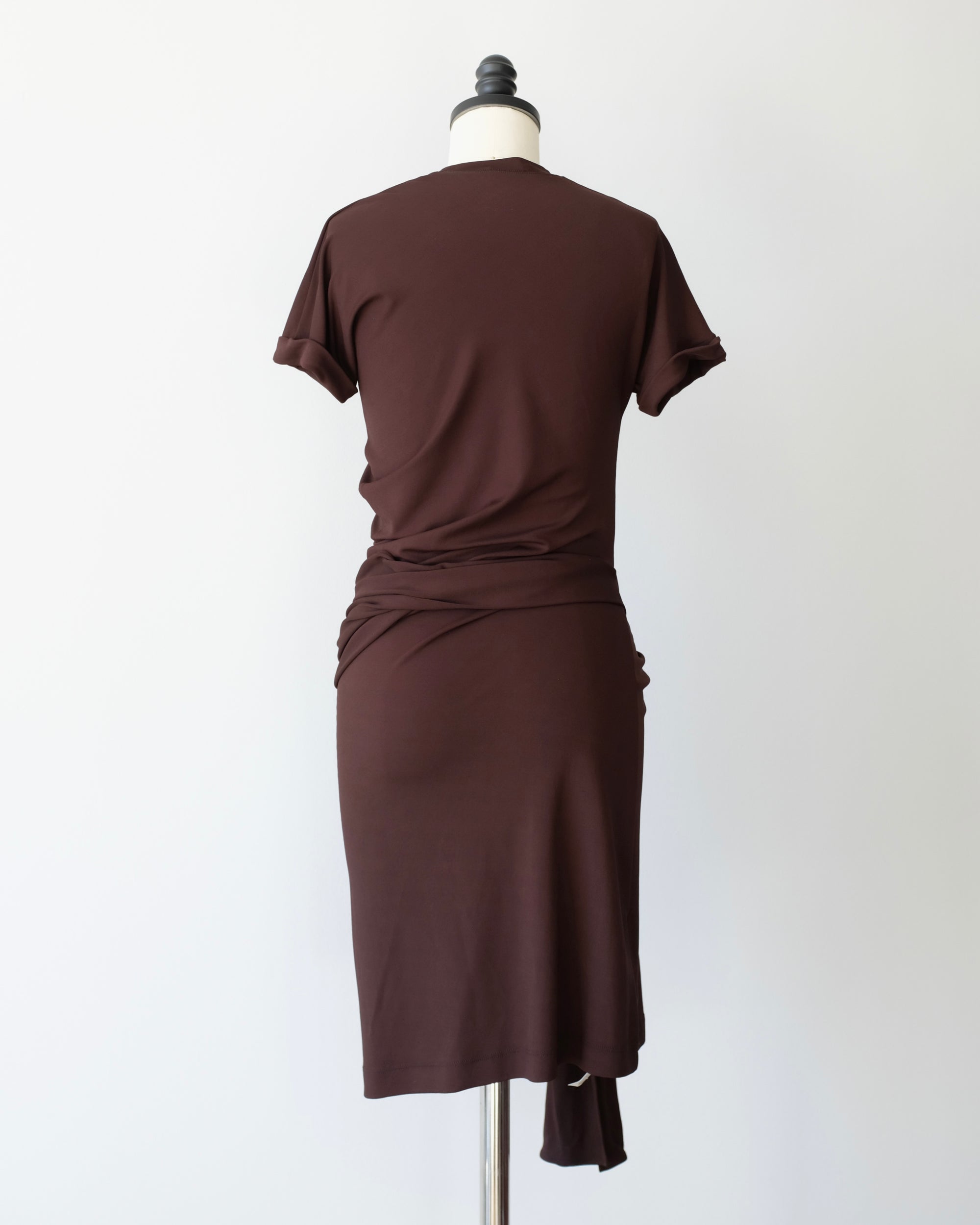 Ferragamo Draped Jersey Dress with Gold Hardware (S)