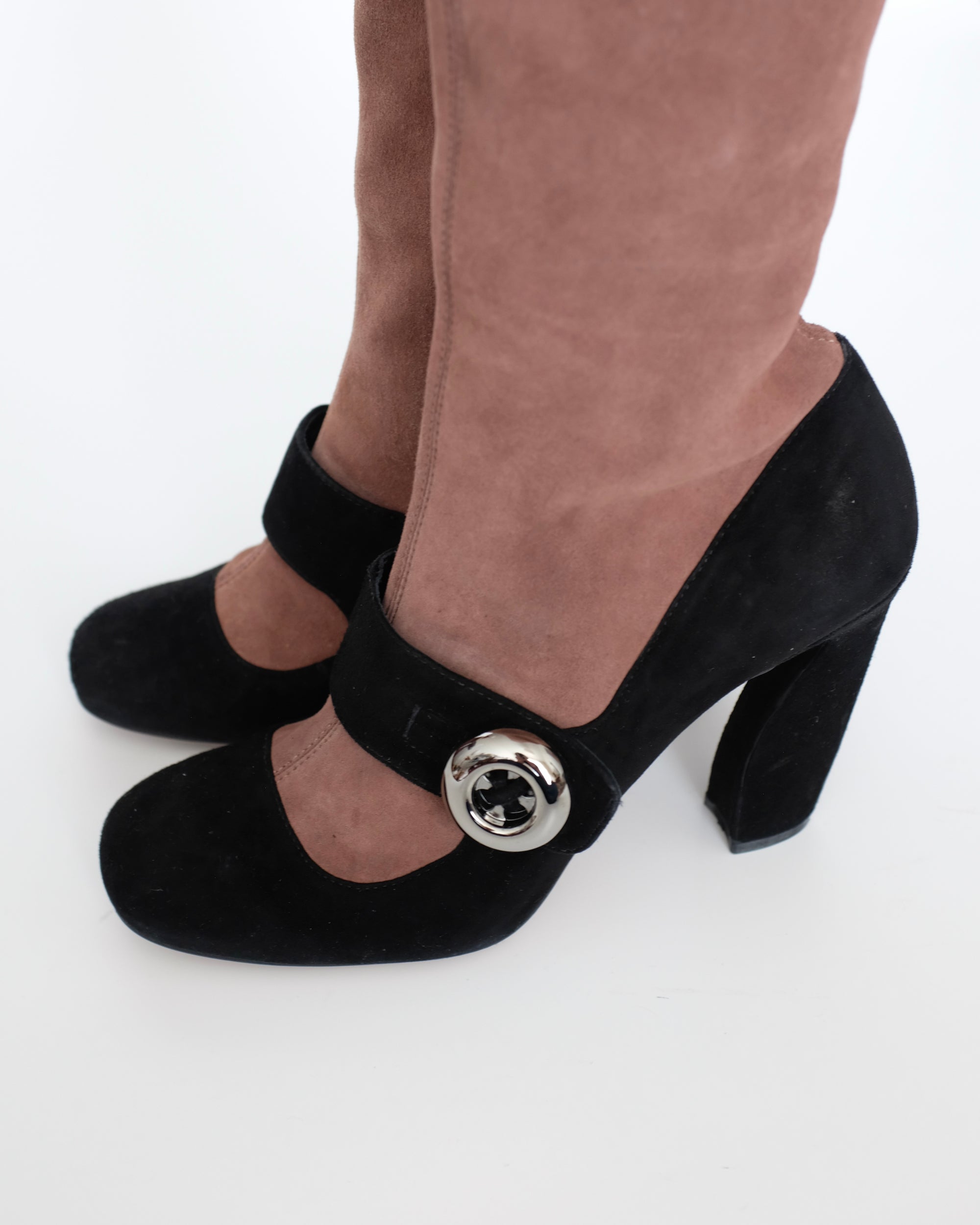 Prada FW2011 Purple Mary Jane Button Boots (37.5)