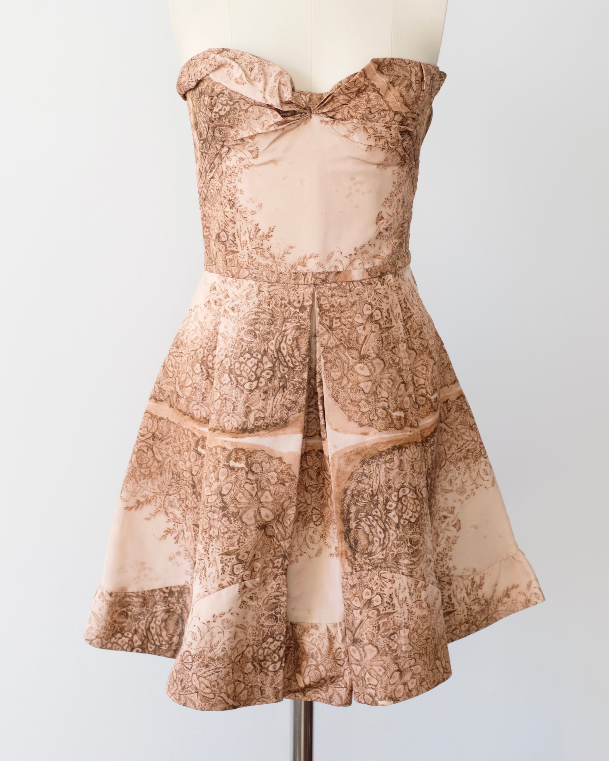 Miu Miu Resort 2008 Strapless Floral Mini Dress (XS)