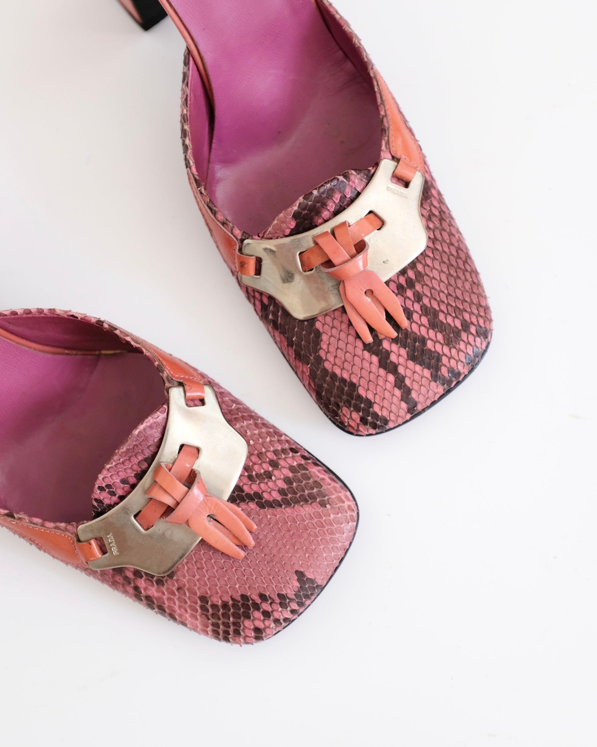 Prada FW1999 Pink Python Mirror Heels (38.5)