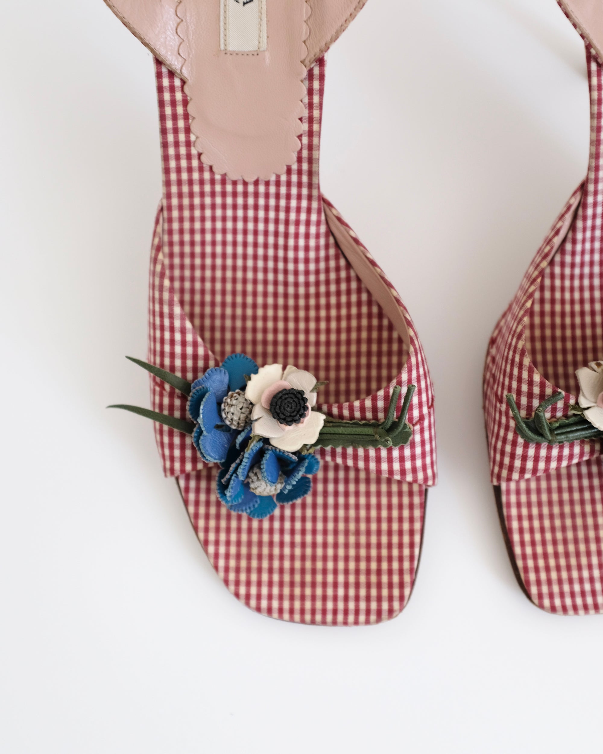 Prada 2000's Floral Gingham Sandals (37)