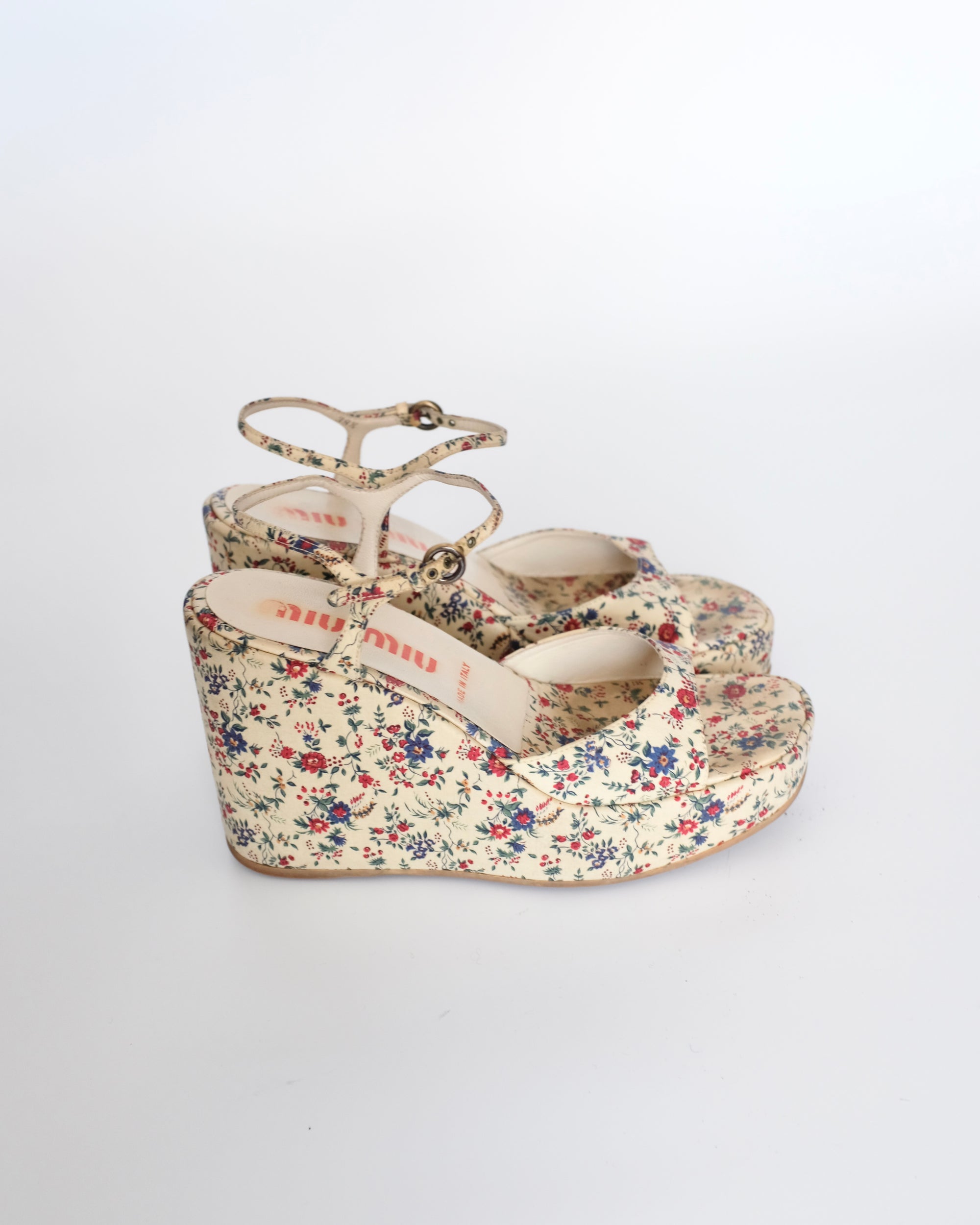 Miu Miu 90's Floral Platform Sandals (38.5)