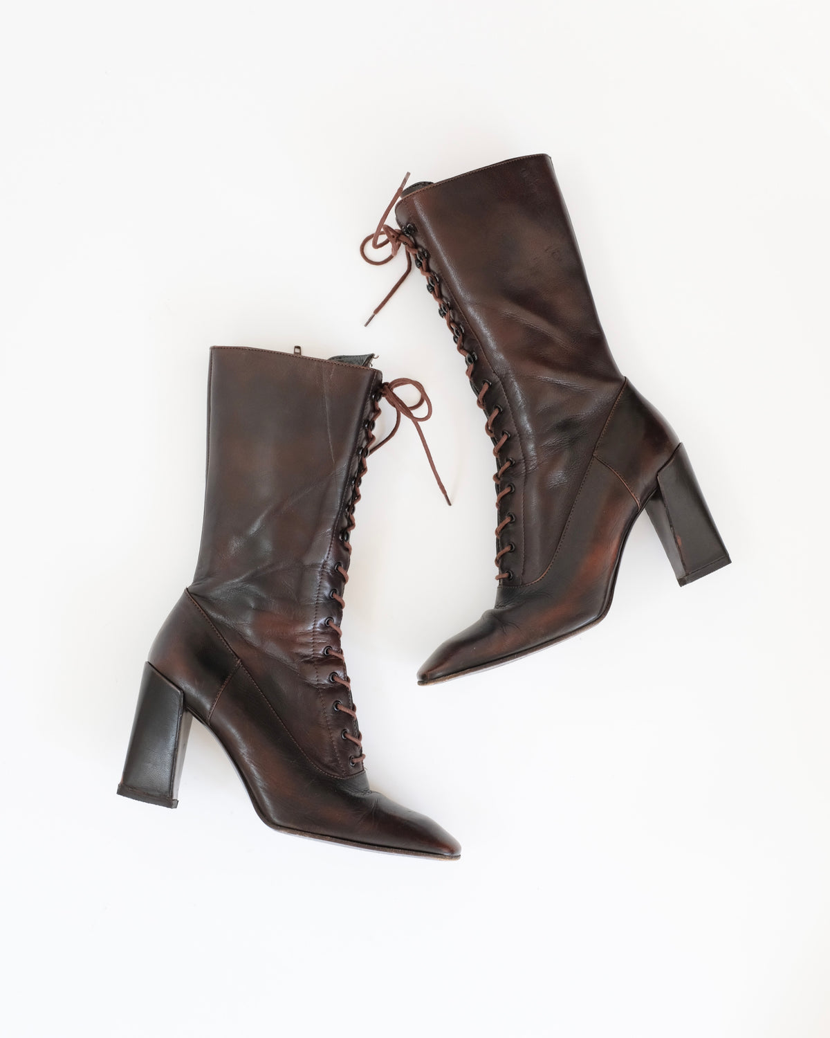 Miu Miu FW2001 Brown Victorian Boots (38)