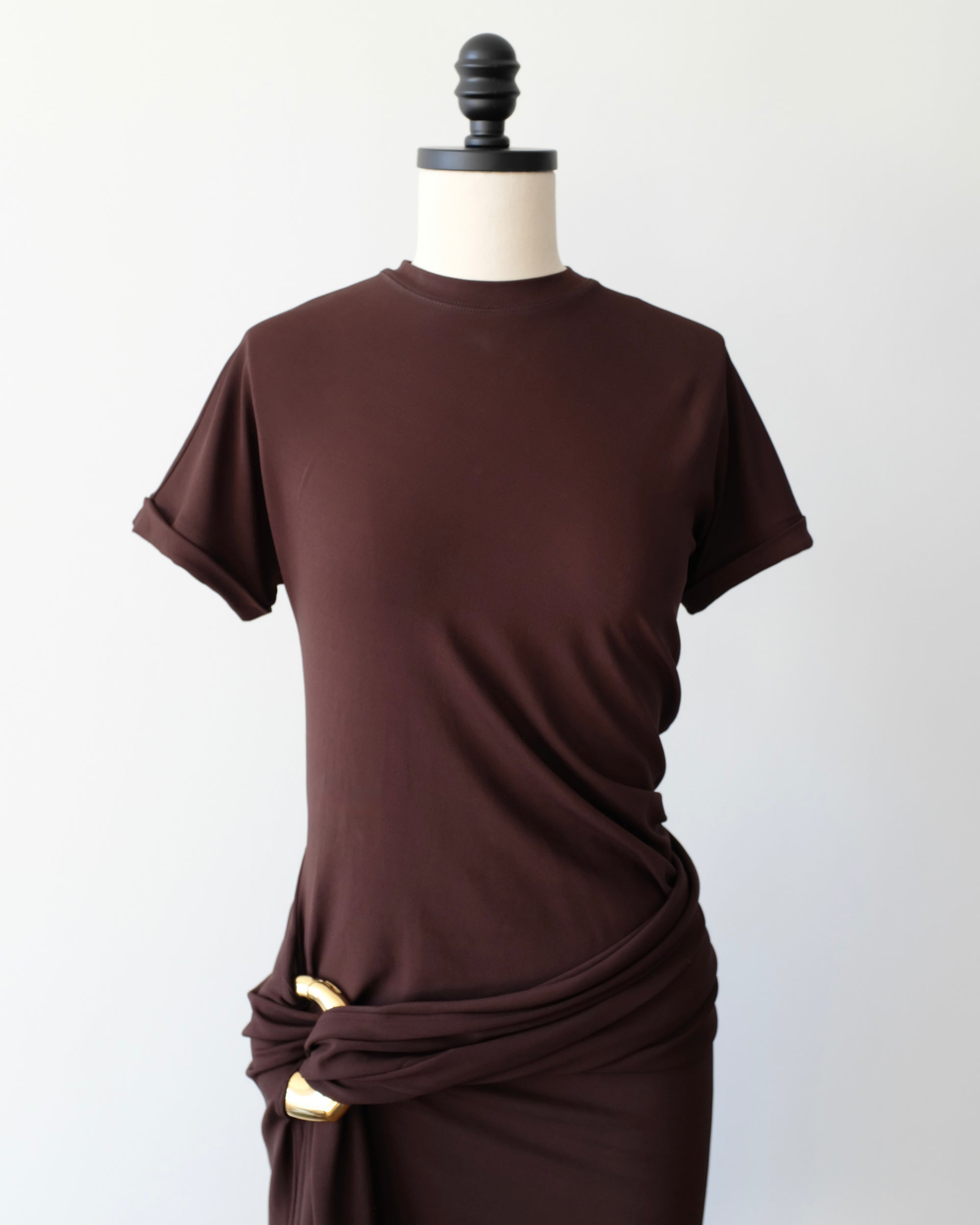 Ferragamo Draped Jersey Dress with Gold Hardware (S)