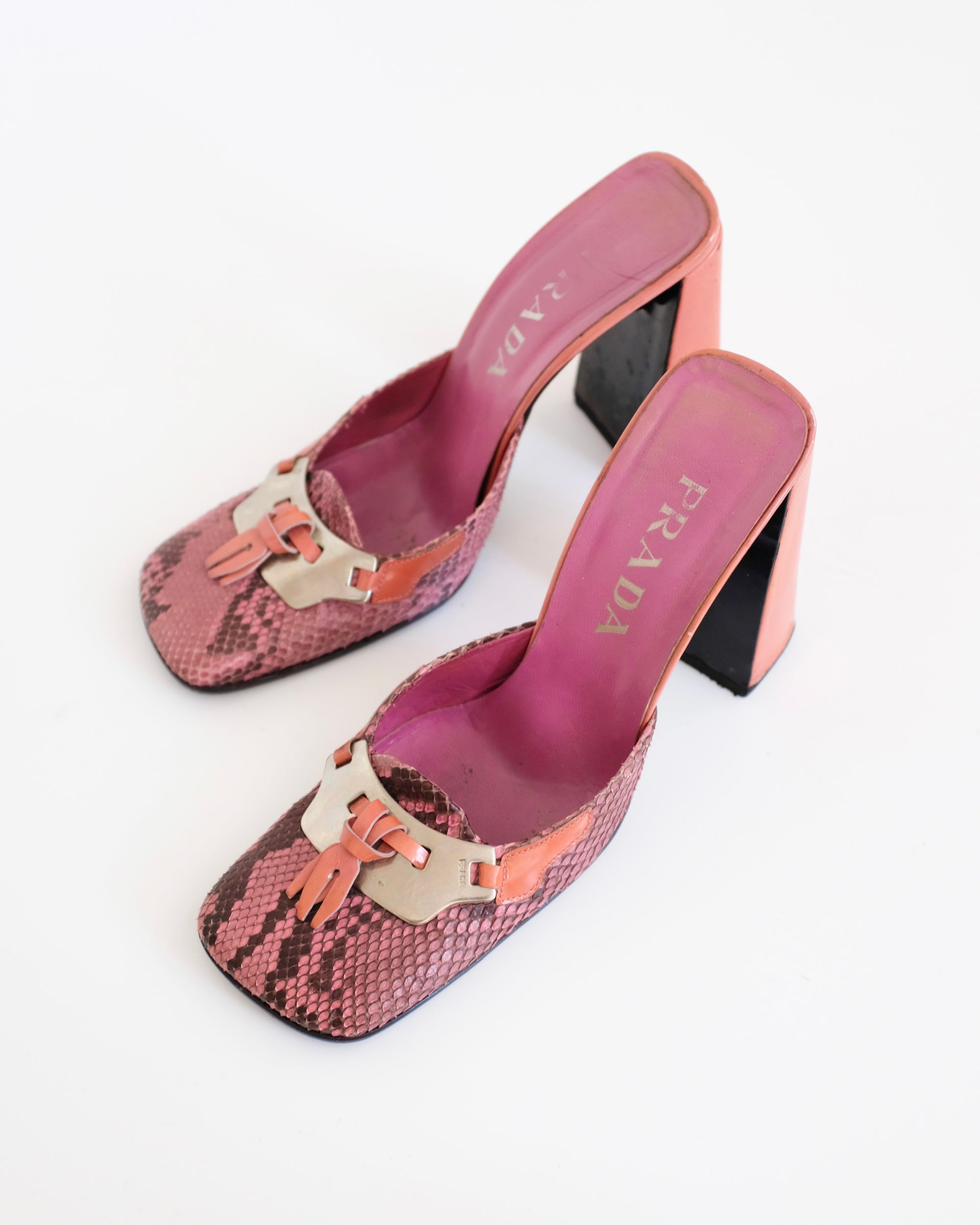 Prada FW1999 Pink Python Mirror Heels (38.5)