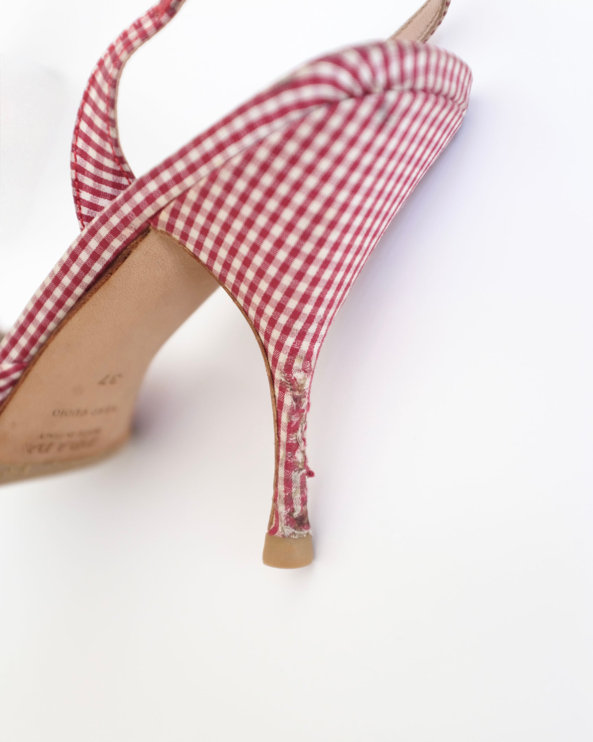 Prada 2000's Floral Gingham Sandals (37)