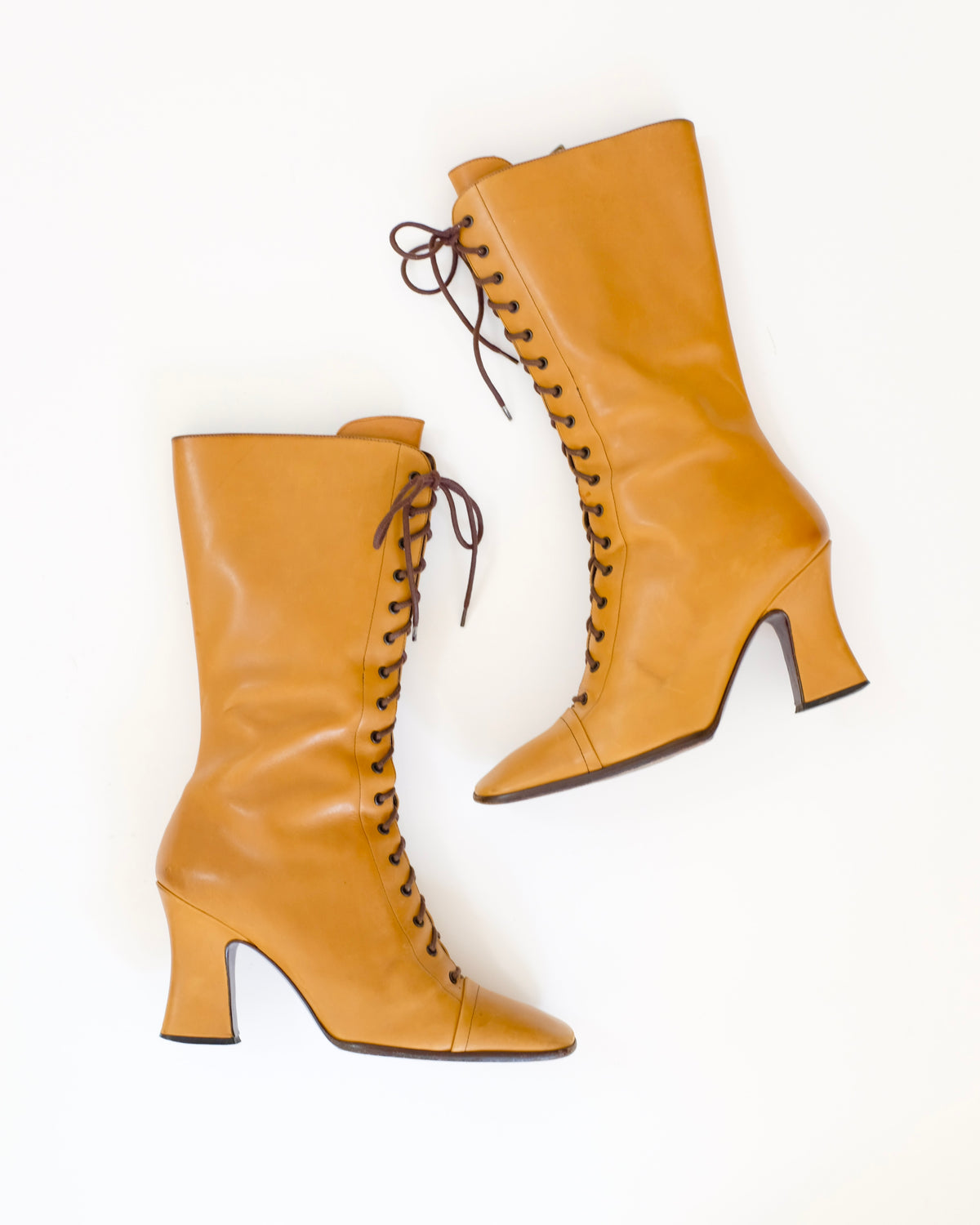 Prada FW2001 Tan Victorian Boots (37.5)