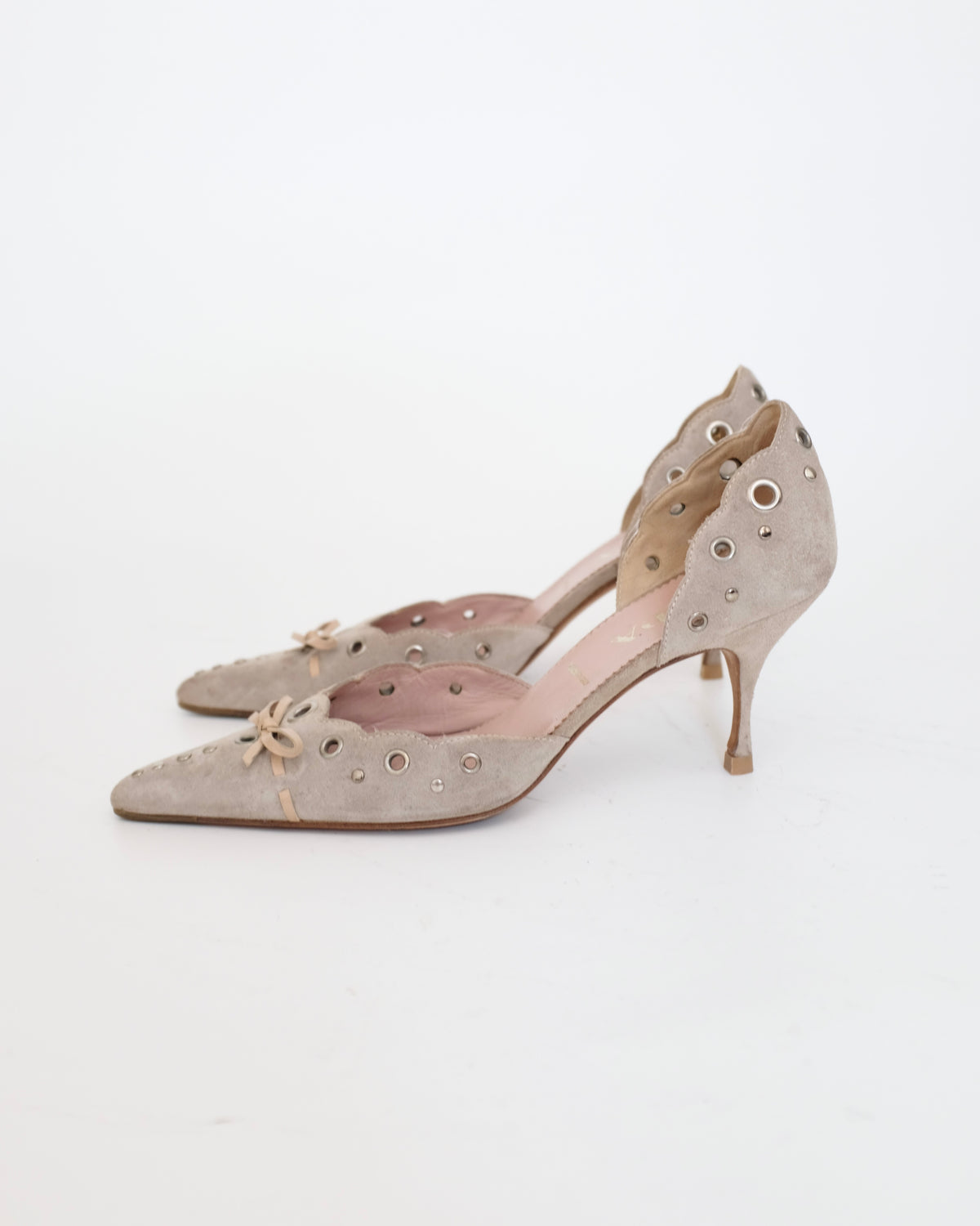 Prada Suede Eyelet Kitten Heels (38.5)