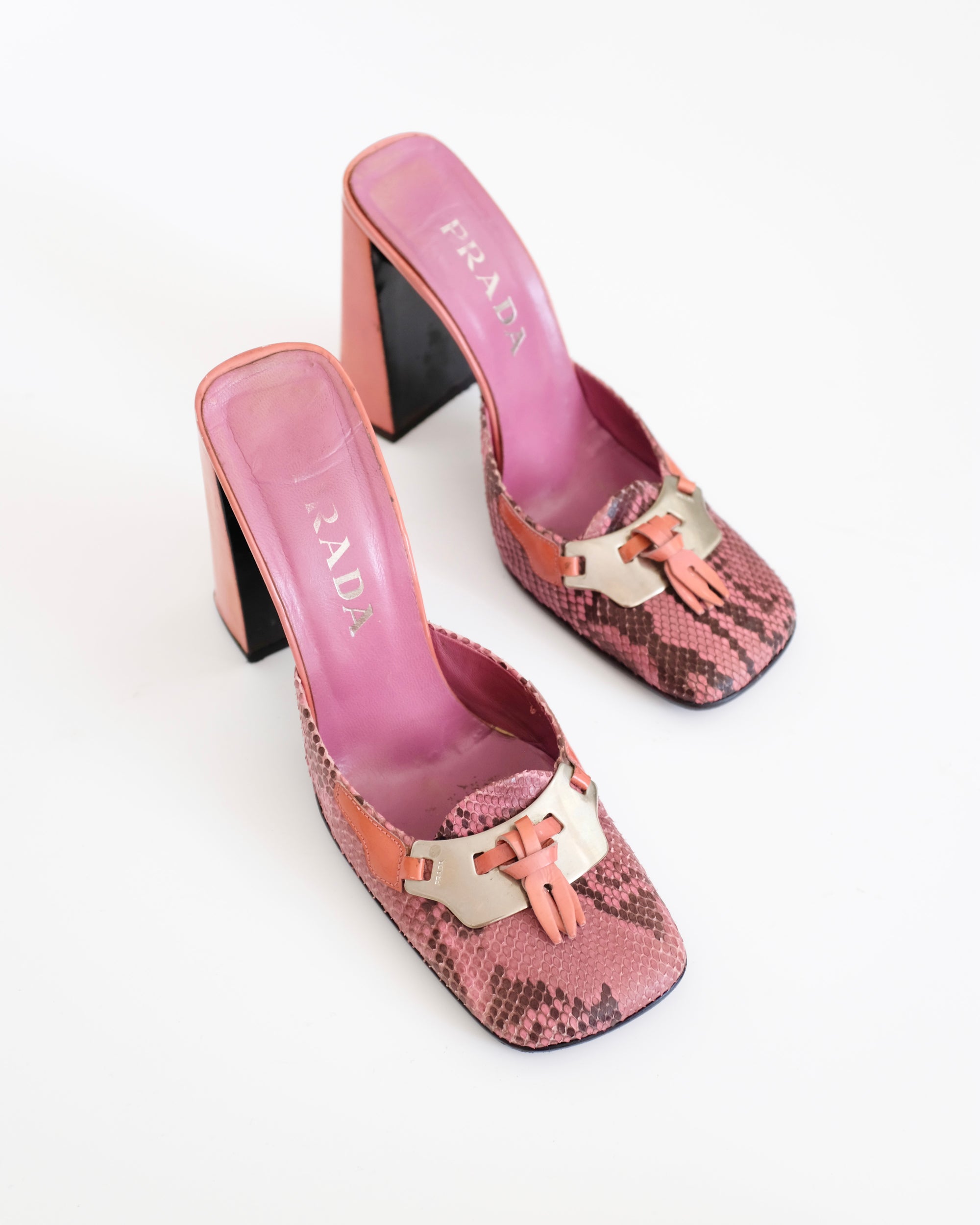 Prada FW1999 Pink Python Mirror Heels (38.5)