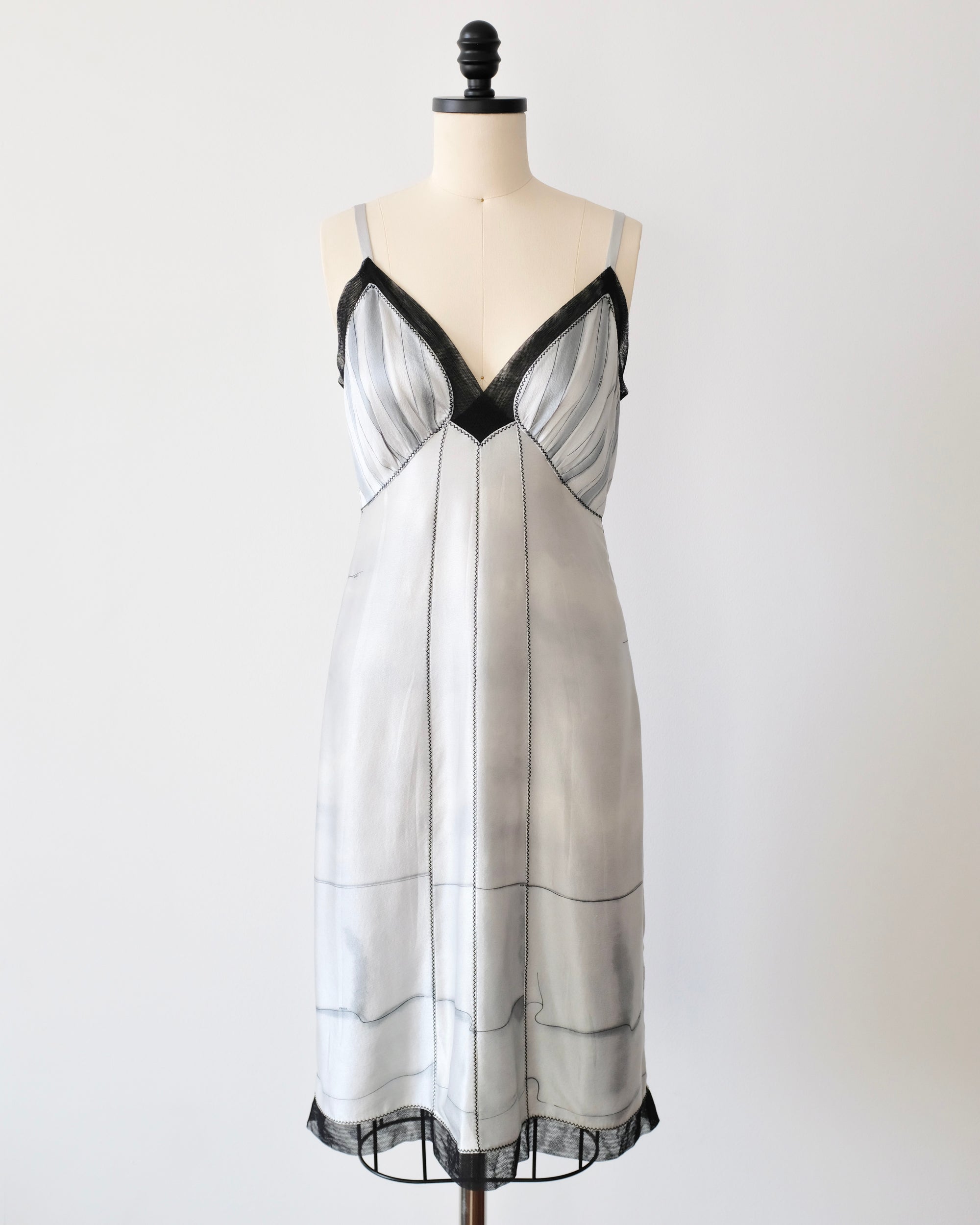 Prada SS2006 Blue Trompe L'oeil Slip Dress (S)