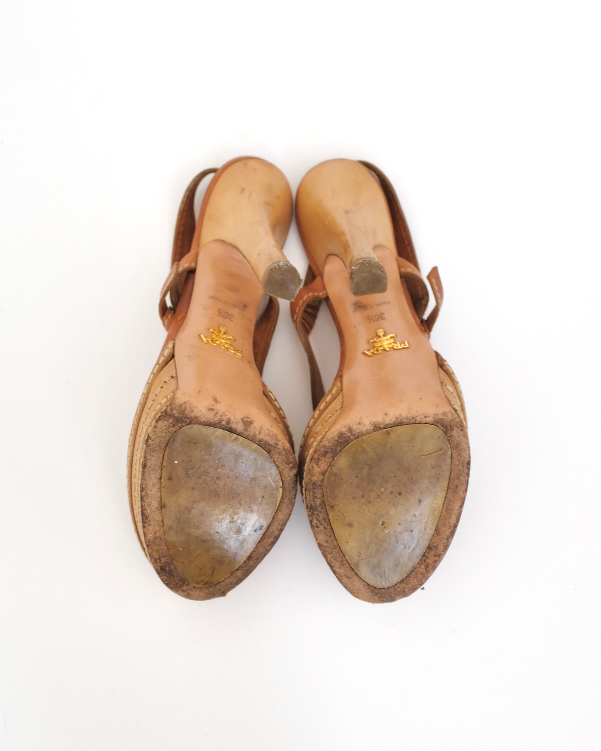 Prada SS2009 Tan Platform Sandals (37)