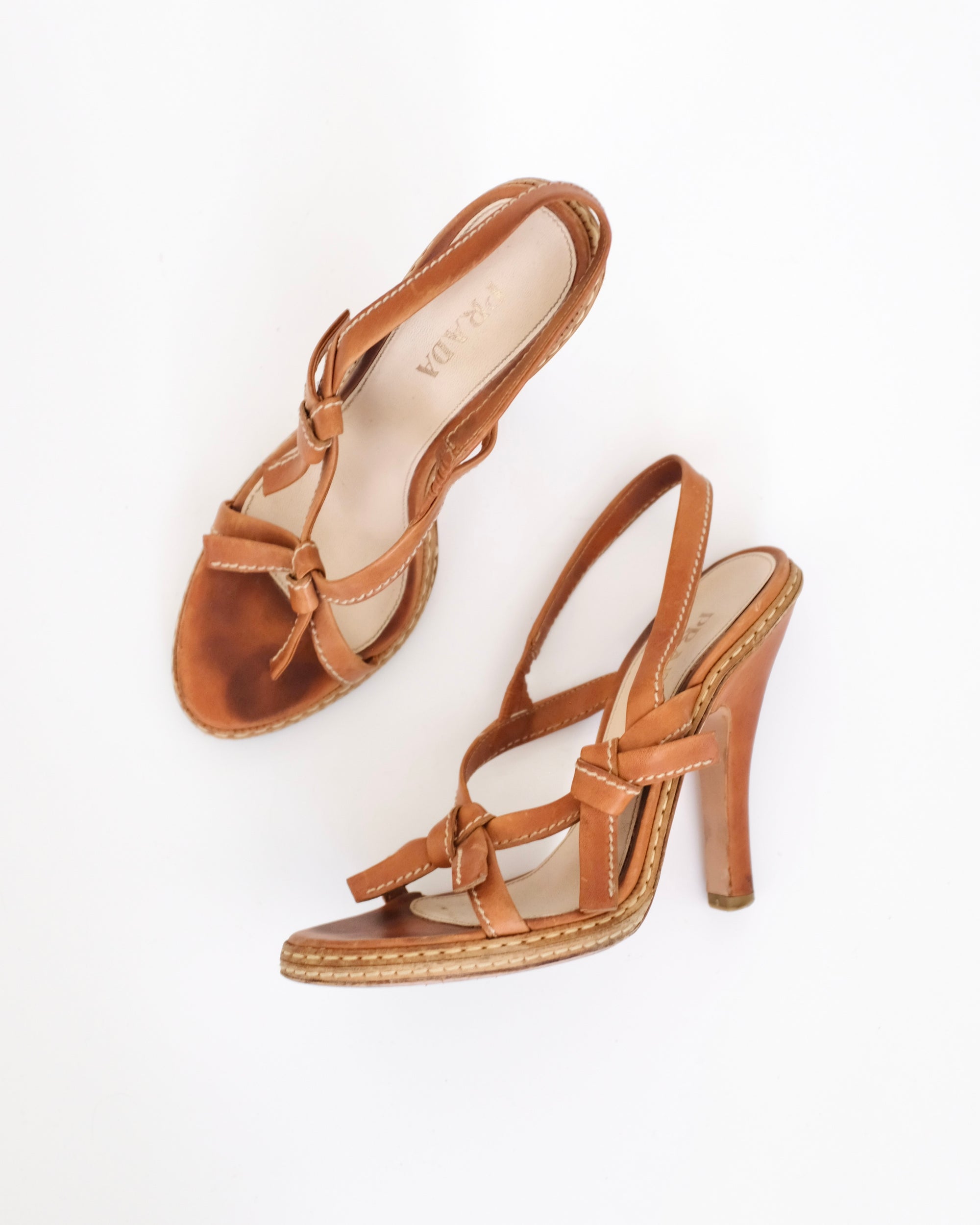 Prada SS2009 Tan Criss Cross Sandals (37.5)