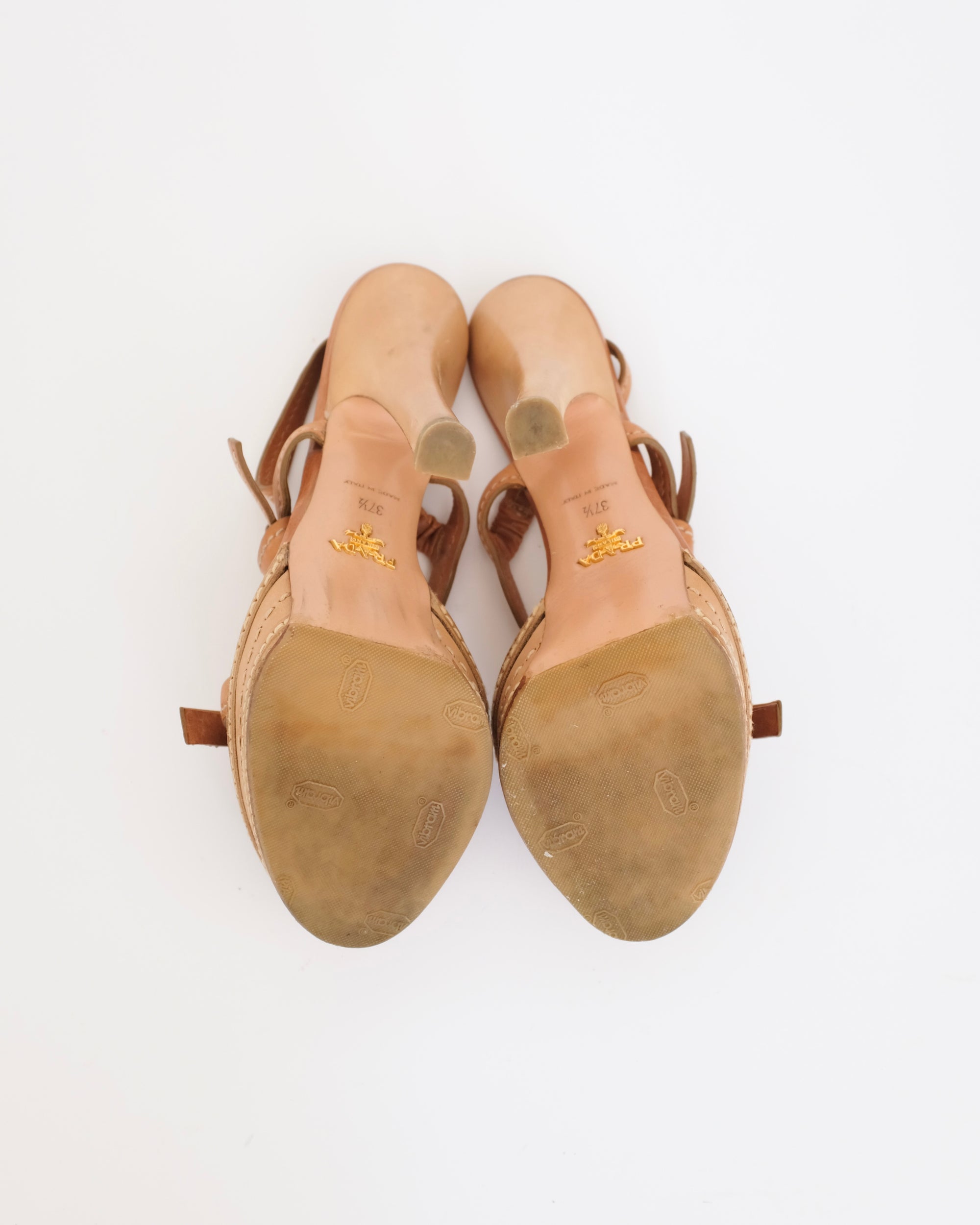 Prada SS2009 Tan Platform Sandals (38)