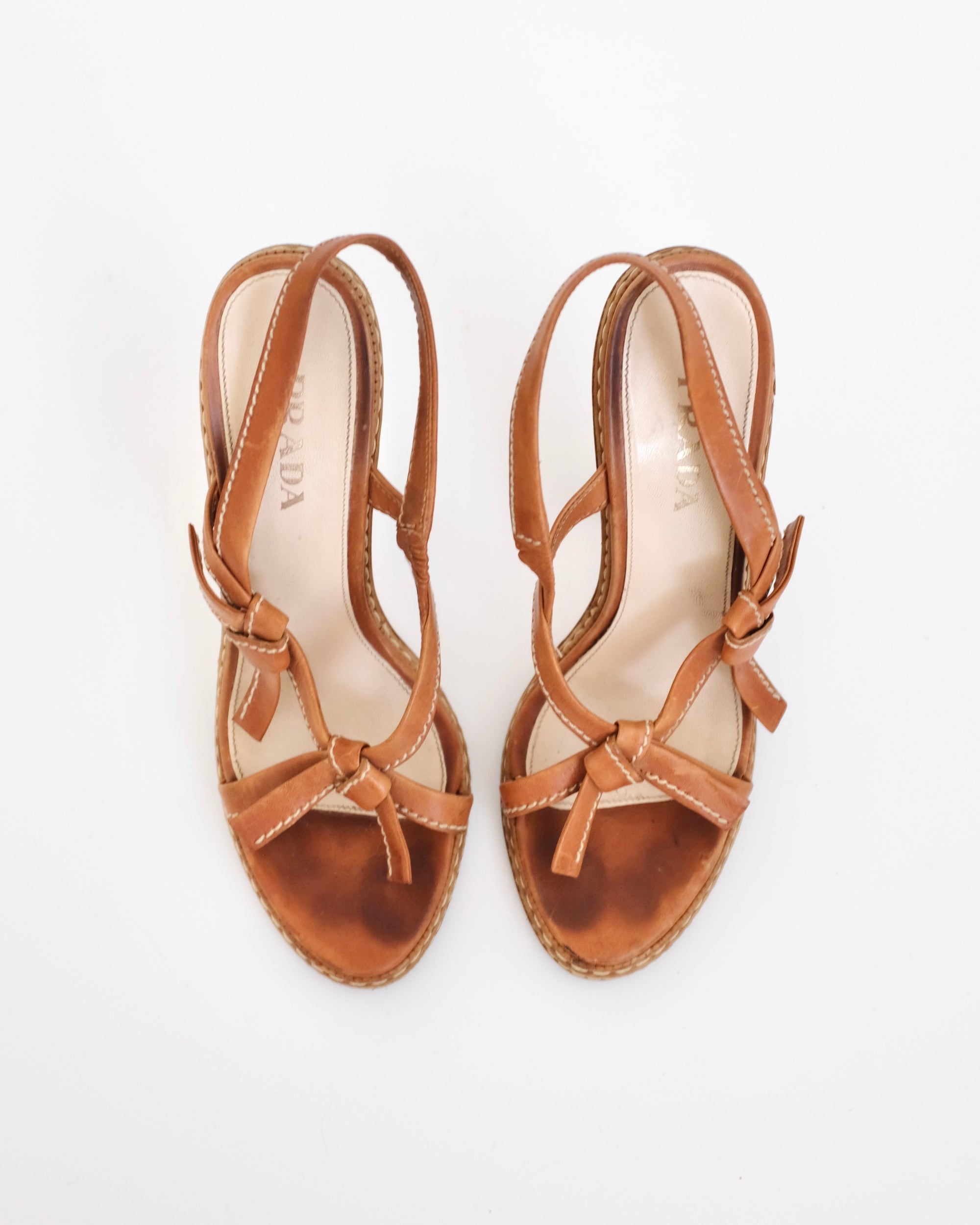 Prada SS2009 Tan Criss Cross Sandals (37.5)